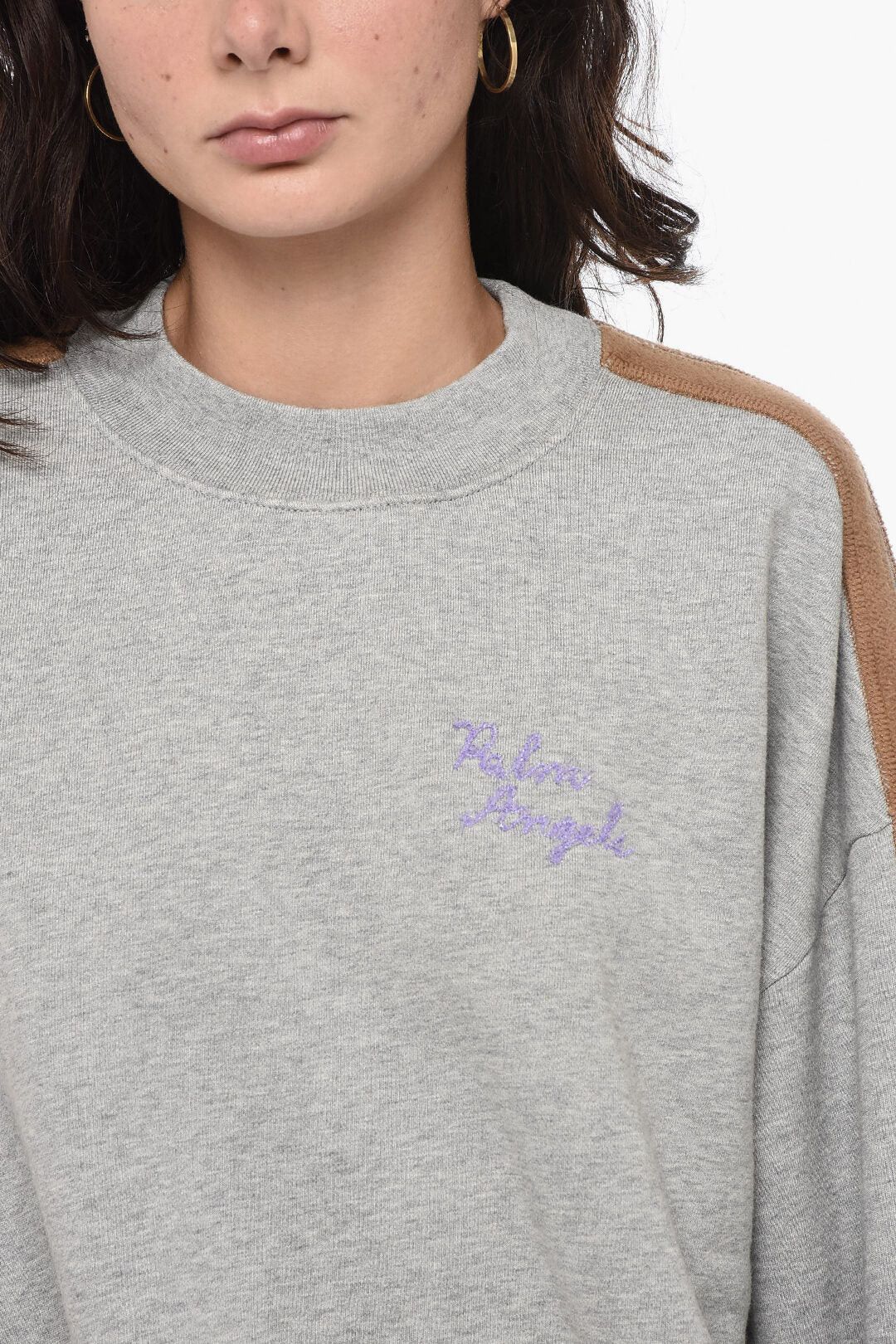 Palm Angels og1mm0326 Embroidered Crewneck Sweatshirt in Grey Size M / US 6-8 / IT 42-44 - 3 Thumbnail