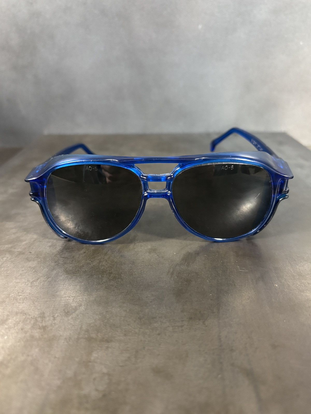 Vintage 1980s Vintage Sunglasses Safety Oversized Goop Aviator Blue Size ONE SIZE - 12 Thumbnail