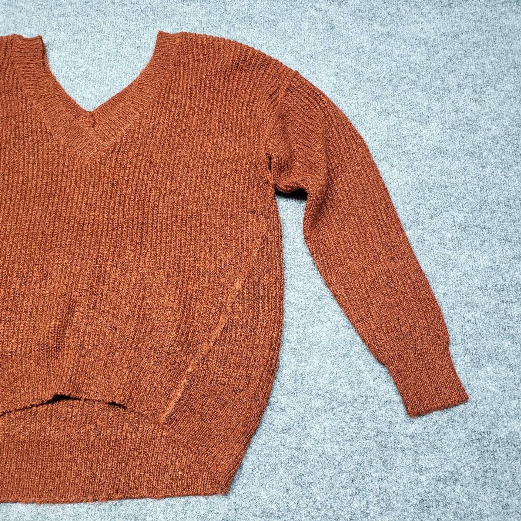 Vintage Rue21 Sweater Womens XS Rust Brown Pullover Long Sleeve V-Neck Knit New Size XS / US 0-2 / IT 36-38 - 4 Thumbnail