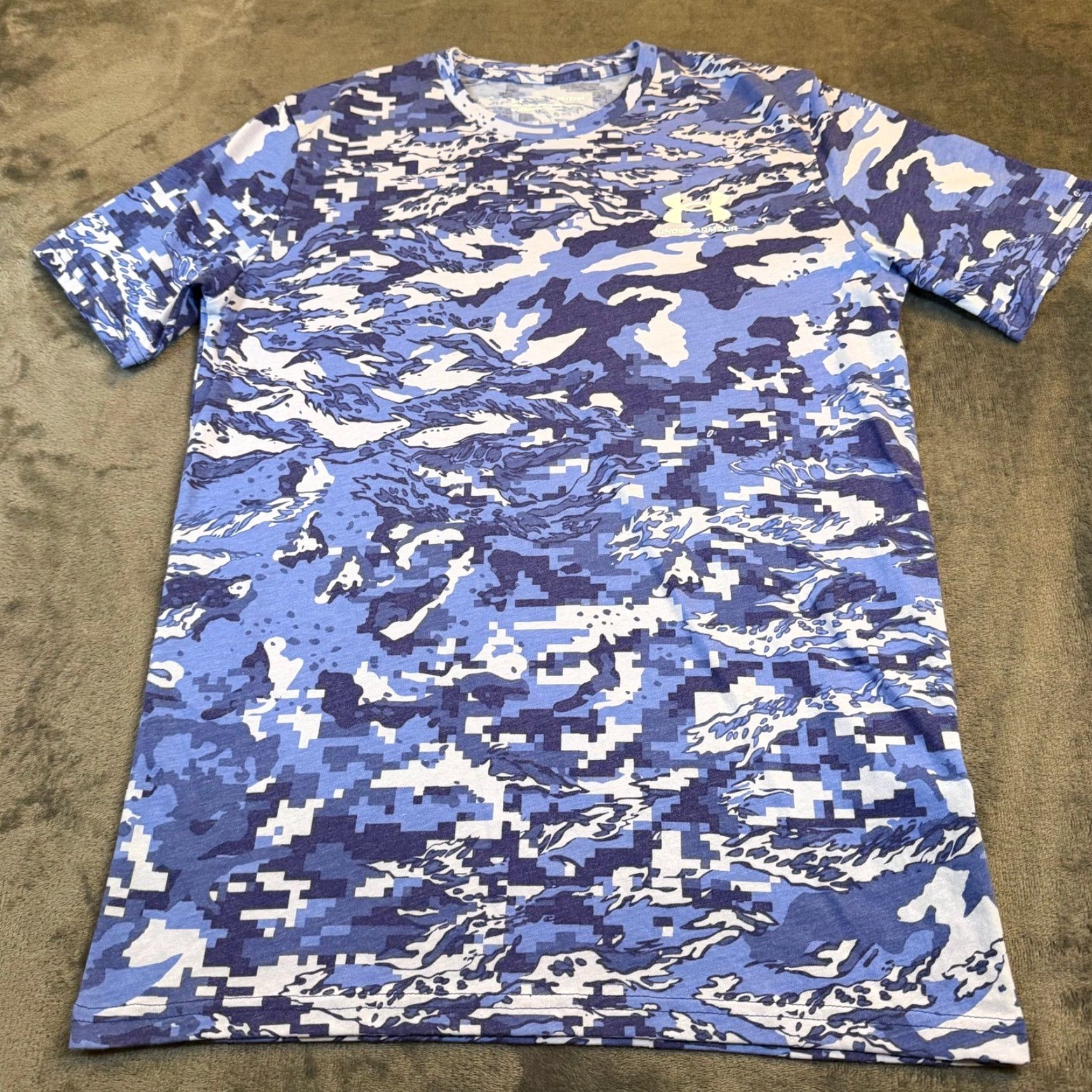 Under Armour Under Armour Mens Small Blue Digital Camo Tiger Stripe Loose Fit T-Shirt SM Size US S / EU 44-46 / 1 - 3 Thumbnail