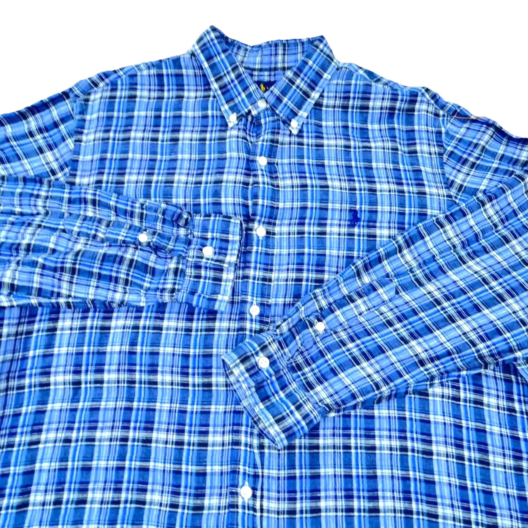 Ralph Lauren Ralph Lauren Linen Shirt Men XL Blue Button Up Tartan Plaid Dress Casual Pony 93 Size US XL / EU 56 / 4 - 2 Thumbnail