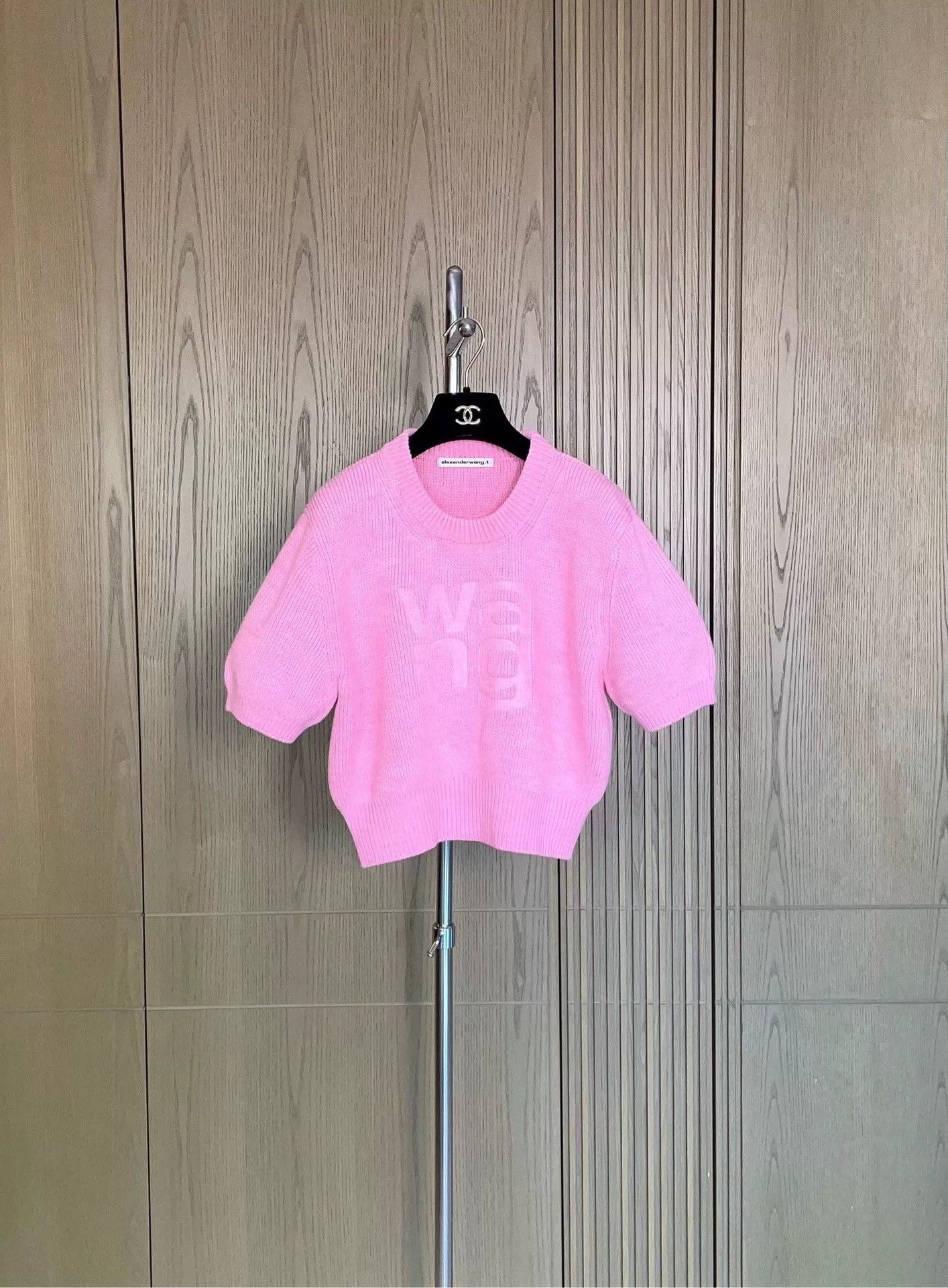 Alexander Wang Alexander Wang Pink Short-Sleeve Knit Top Size M / US 6-8 / IT 42-44 - 1 Thumbnail