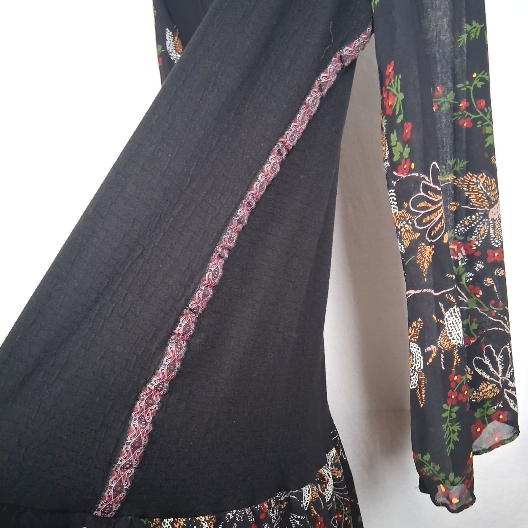 Vintage VINTAGE The Pyramid Collection Dress XL Black Knit Sheer Floral Long Slv Whimsigoth Witchy Size XL / US 12-14 / IT 48-50 - 7 Thumbnail