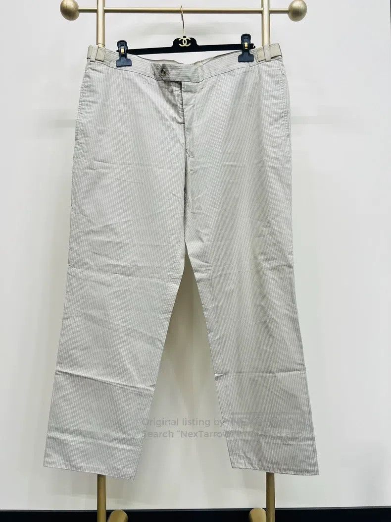 Hermes Striped casual pants leather buckle adjustable wai