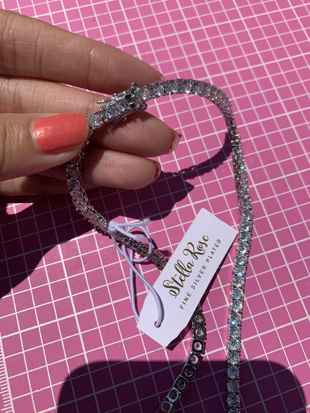 Designer Stella Rose FINE SILVER PLATED diamonds paved necklaces Size ONE SIZE - 4 Thumbnail