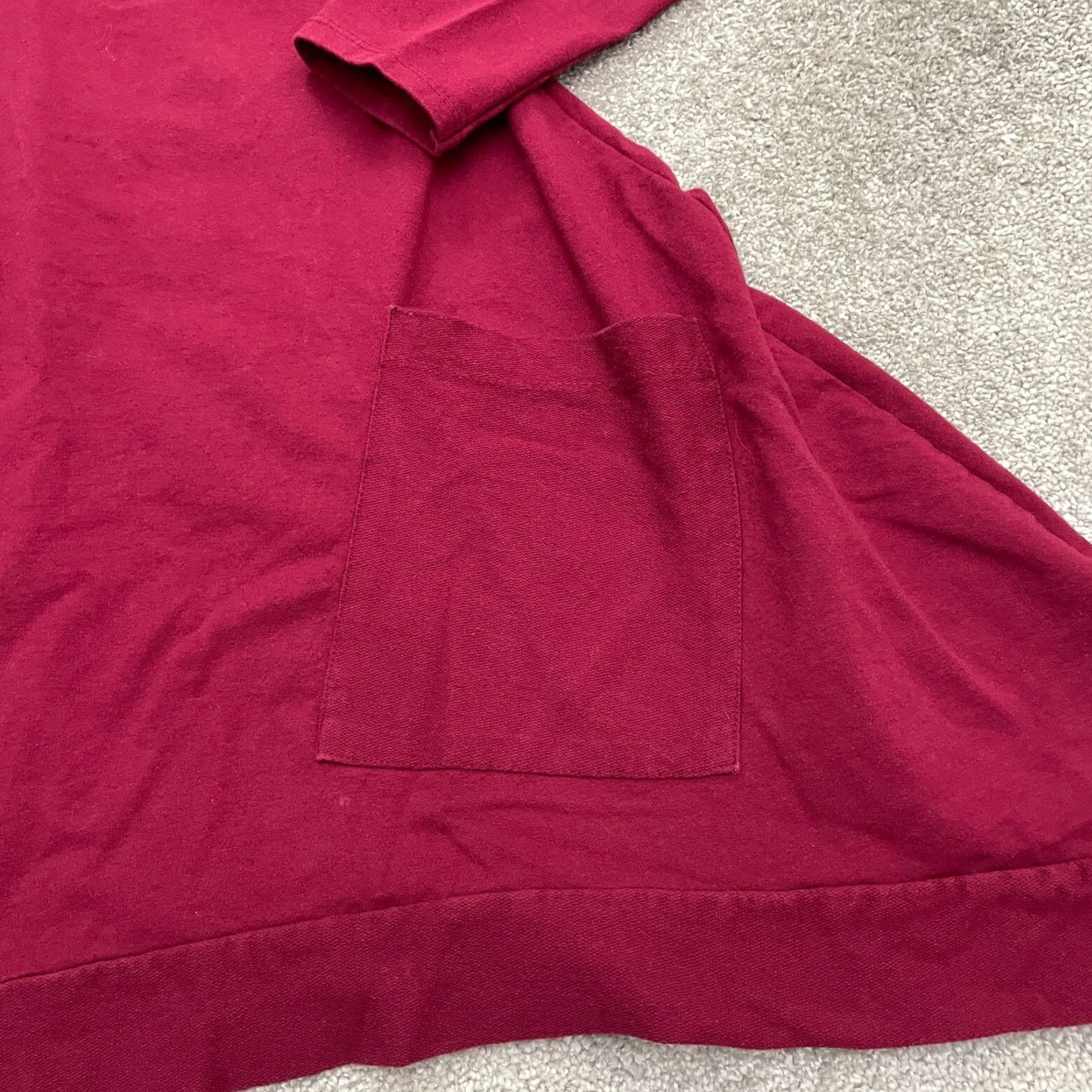 J Brand Italian Brand Blouse Womens One Size Red Pocket Long Pullover Top Tunic Relaxed Womens Size ONE SIZE - 3 Thumbnail