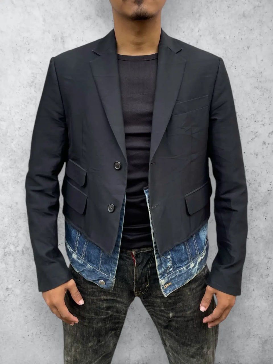 Dsquared2 Rare Dsquared2 AW17 Layered Blazer Distressed Denim Jacket Size US M / EU 48-50 / 2 - 2 Thumbnail