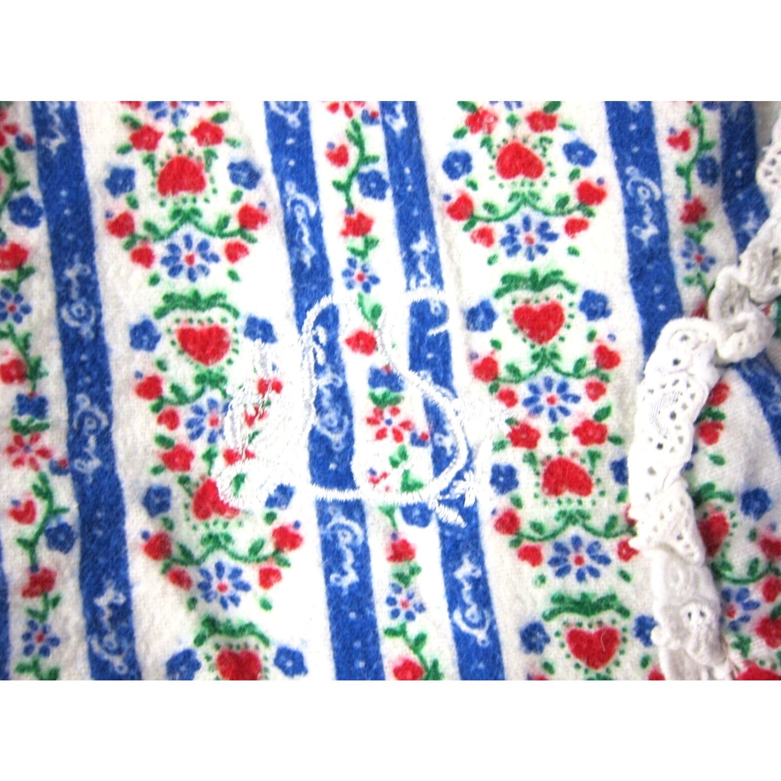 Vintage Lanz Of Salzburg Cotton White Blue Red Heart Floral Long Sleeve Nightgown S-M Size S / US 4 / IT 40 - 3 Thumbnail