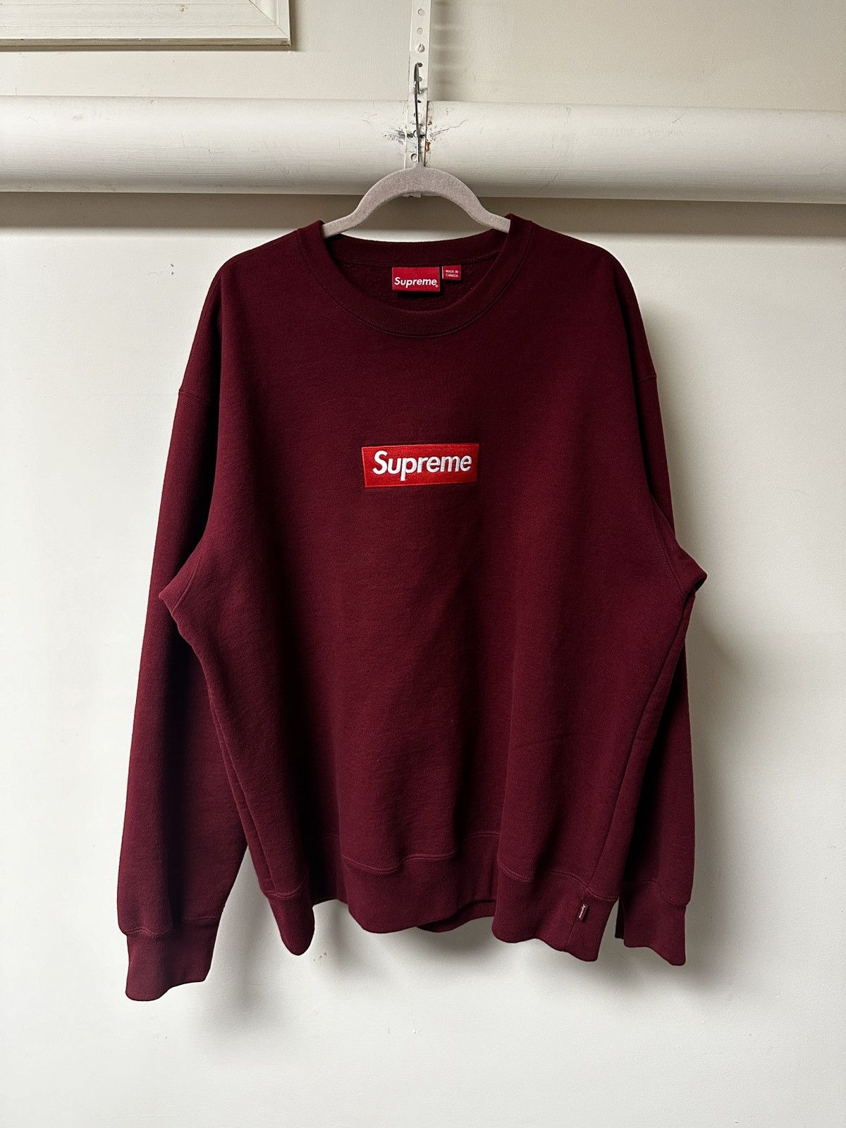 Image of Supreme Fw22 Burgundy Box Logo Crew in Red, Men's (Size XL)