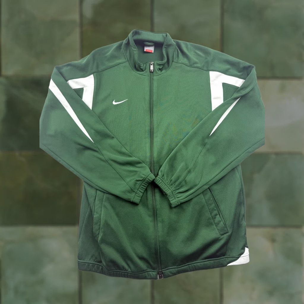 Nike Nike FIT DRY Track Jacket Mens Large Green Full Zip Colorblock Athletic Size US L / EU 52-54 / 3 - 1 Thumbnail
