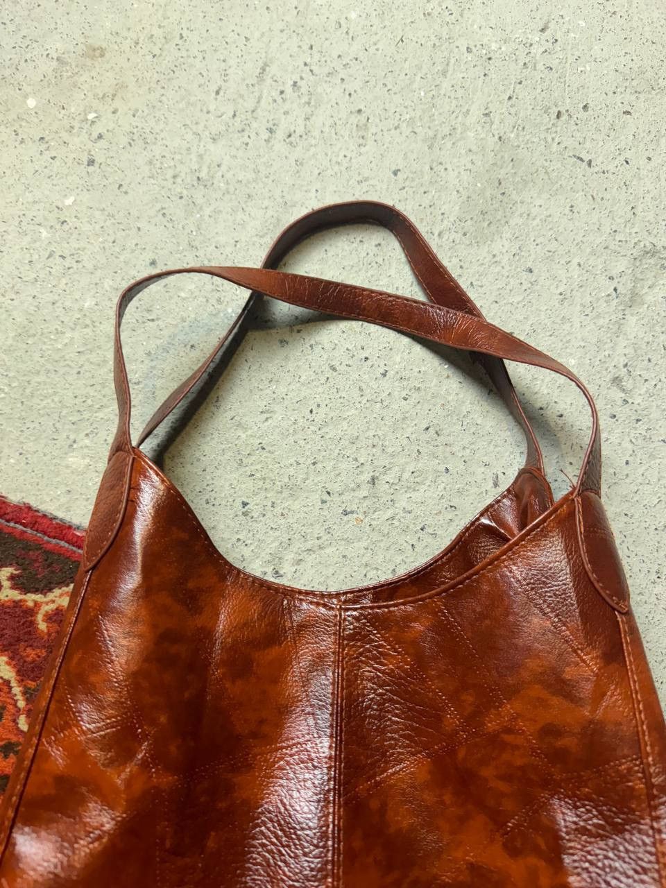 Japanese Brand × Vintage JINGPIN Piju Purse Mocha Pebbled Faux Leather Shoulder Bag Size ONE SIZE - 4 Thumbnail