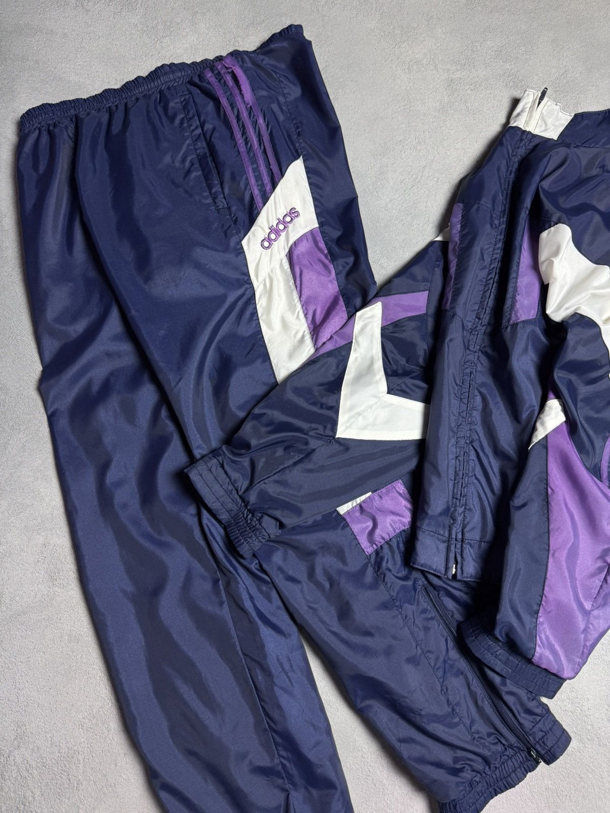 Adidas Adidas Vintage 1990s Drill Nylon Tracksuit Set Size US L / EU 52-54 / 3 - 3 Thumbnail