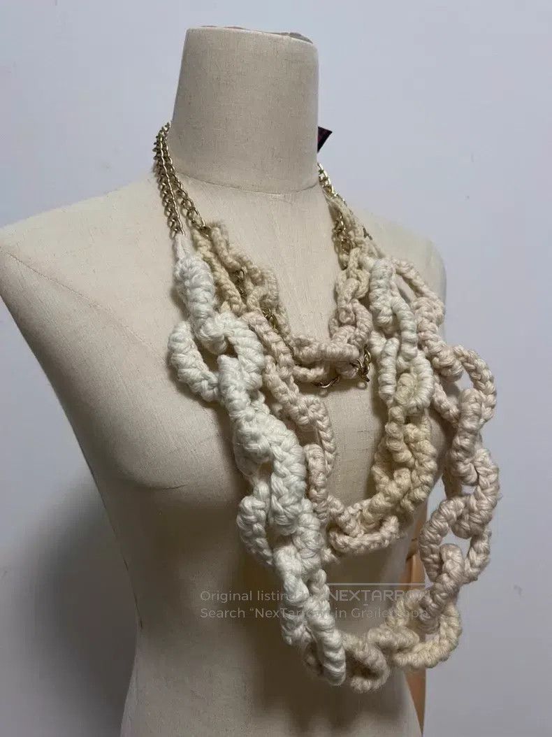 Comme des Garcons Comme Des Garcons knit three-layer necklace with chain det Size ONE SIZE - 6 Thumbnail