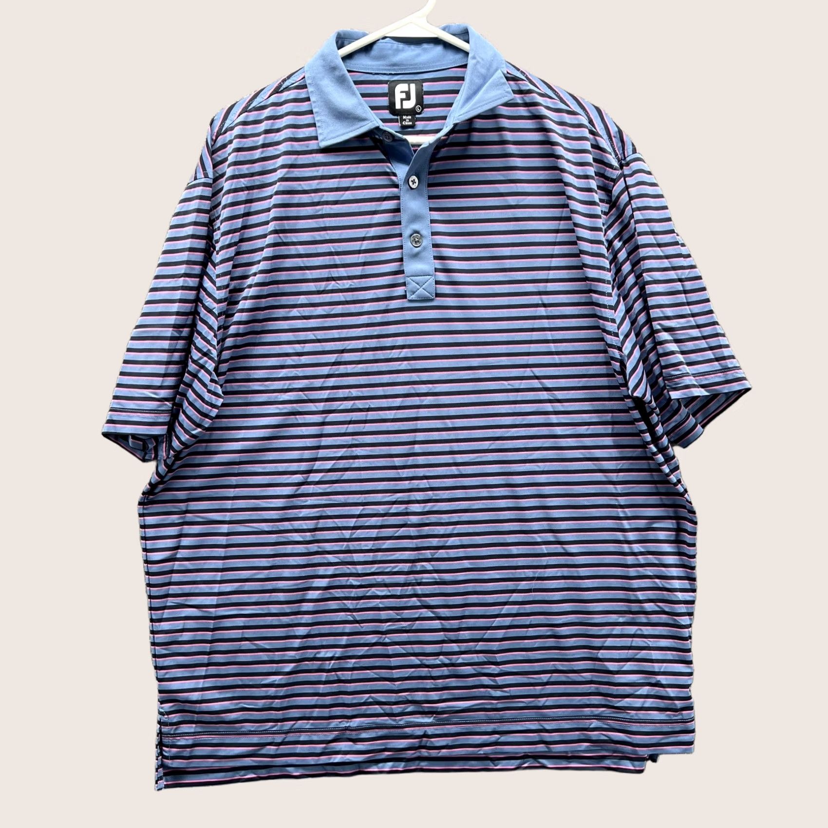 Footjoy FootJoy Polo Shirt Mens L Blue Stripe Golf Stretch Short Sleeve Polo Shirt Regular Size L Mens Blue Stripe Size US L / EU 52-54 / 3 - 1 Thumbnail
