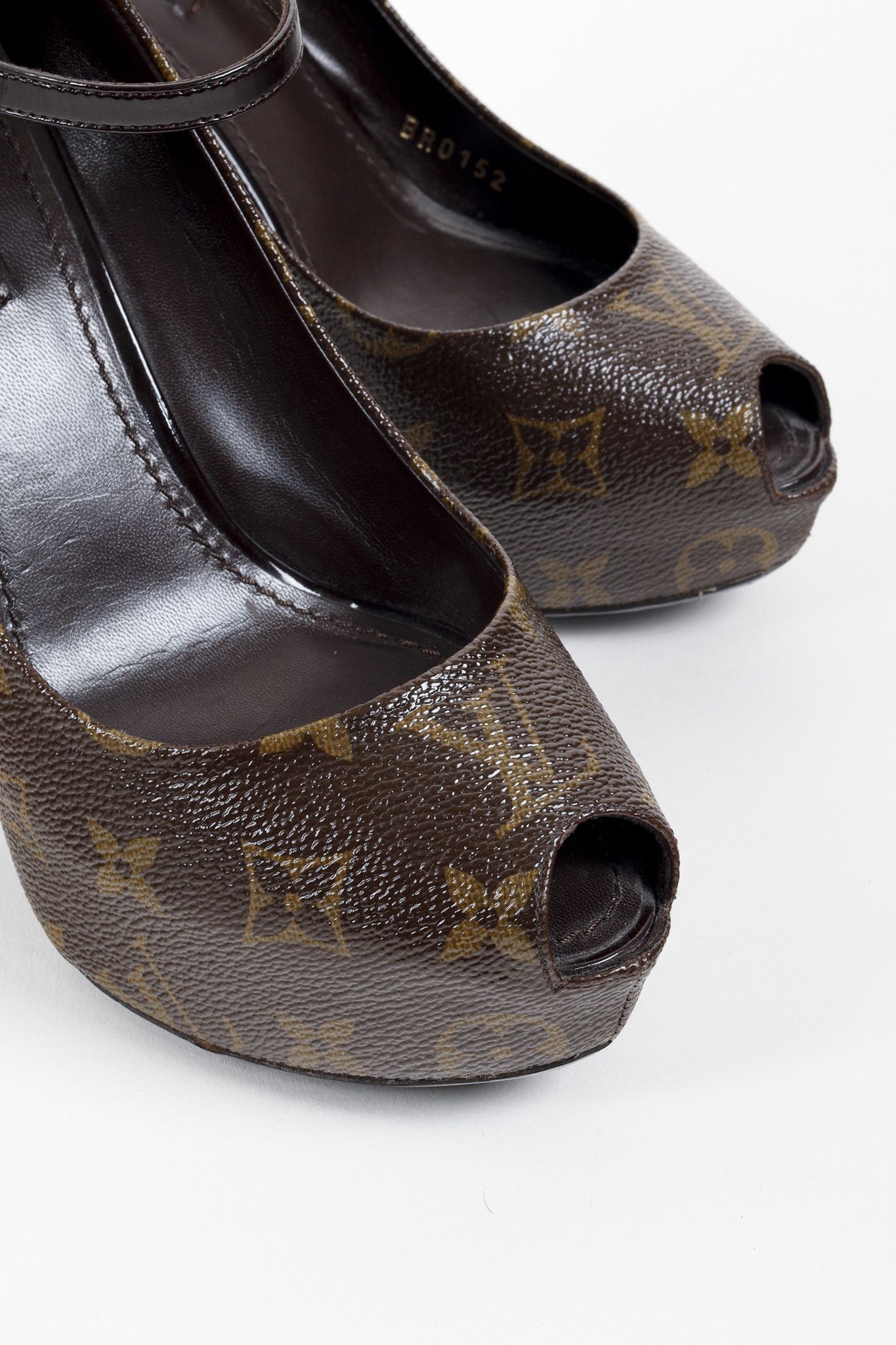 Louis Vuitton Louis Vuitton Brown Monogram Canvas Peep Toe Mary Jane Pumps Size US 6 / IT 36 - 6 Thumbnail