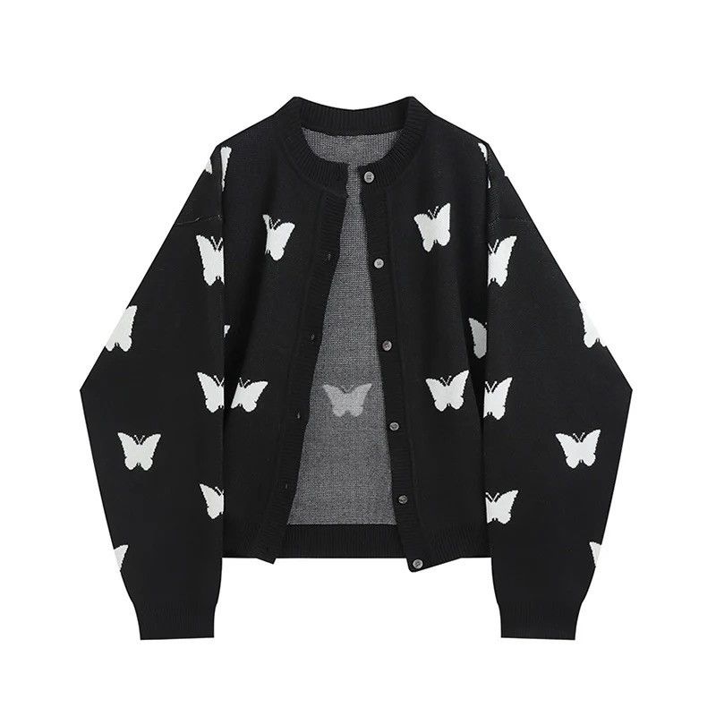 Japanese Brand 💥Harajuku Butterfly Long Sleeve Cardigan y2k Size US M / EU 48-50 / 2 - 1 Thumbnail