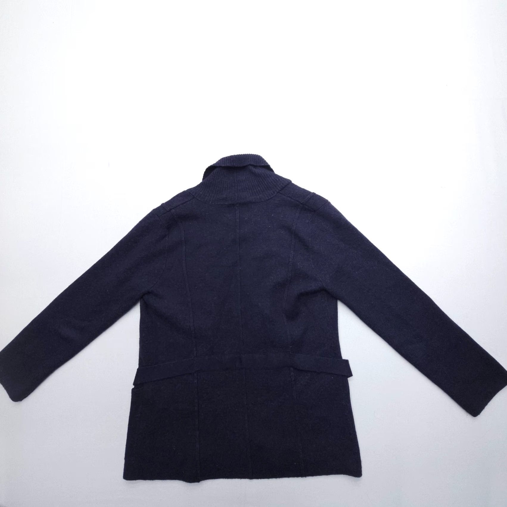 Vintage VINTAGE Halogen Fenn Wright Manson Tie Waist Open Cardigan Womens Medium Blue Merino Wool Blend Size ONE SIZE - 7 Thumbnail
