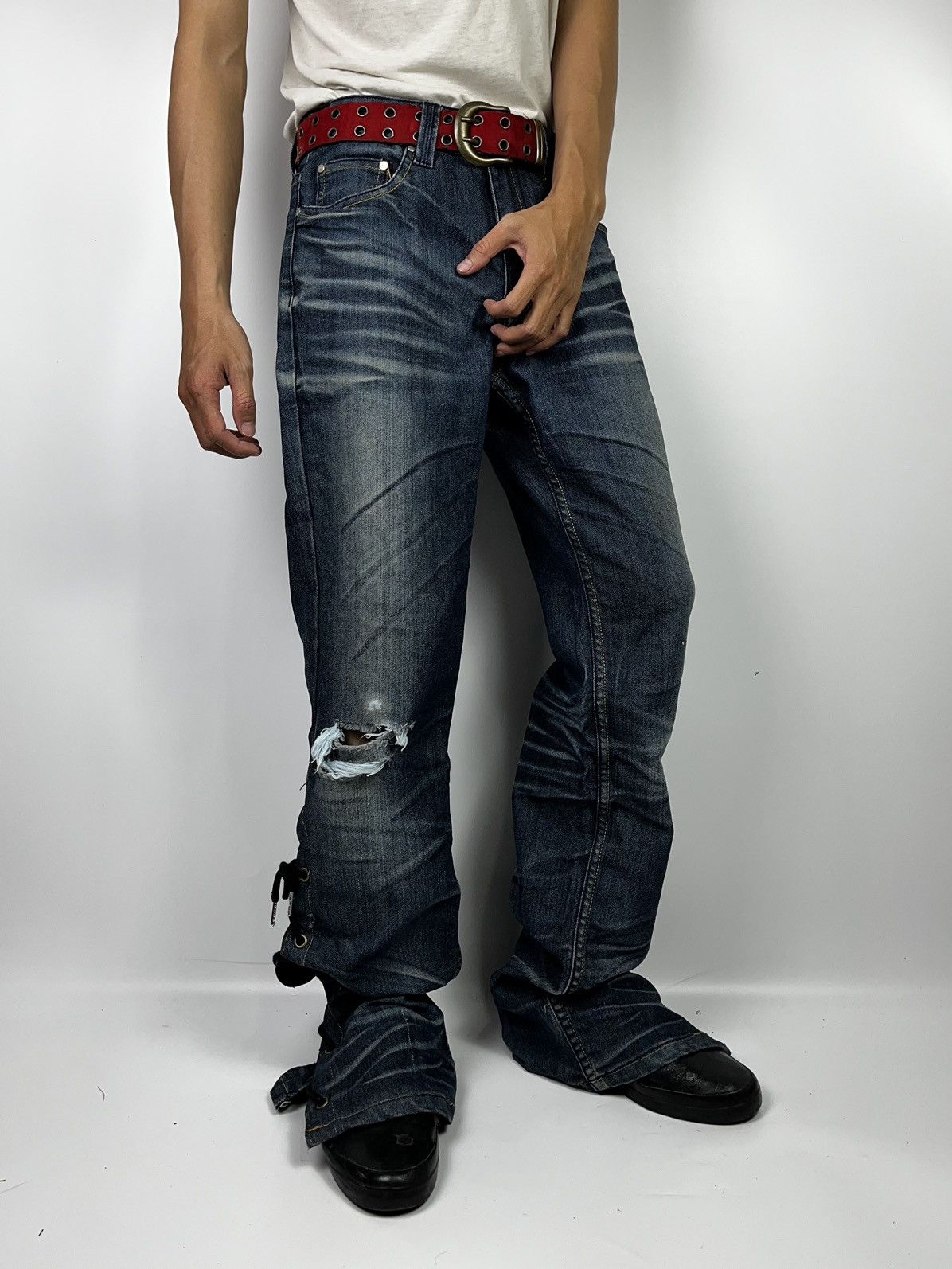 If Six Was Nine × Japanese Brand × Le Grande Bleu (L.G.B.) lace up gaudi homme mudwash pant ifsixwasnine vkei style Size US 31 - 16 Thumbnail