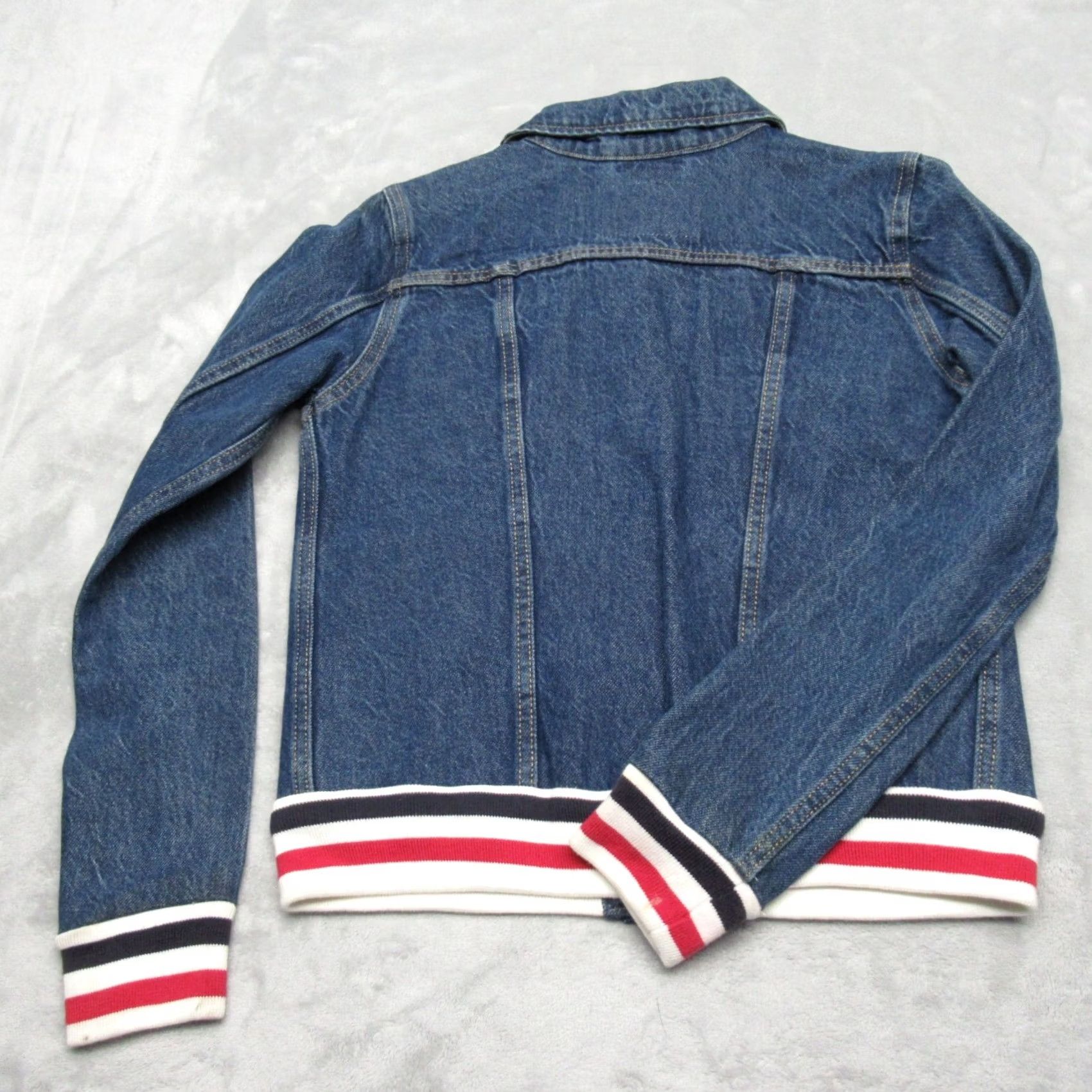 Levi's Levis Denim Trucker Jacket Womens Small Blue Ribbed Trims Button Front Varsity Size S / US 4 / IT 40 - 3 Thumbnail