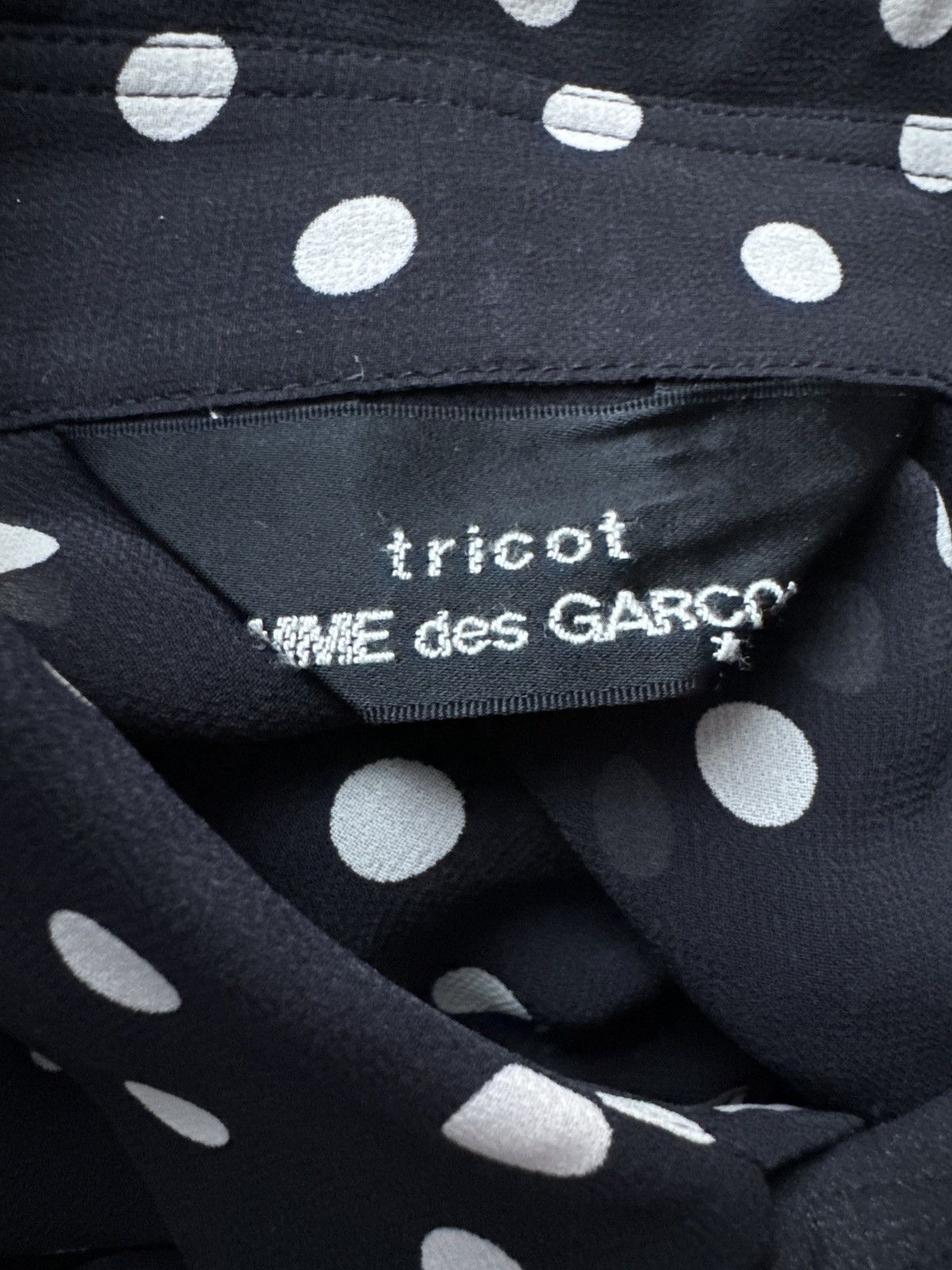 Comme des Garcons × Tricot Comme des Garcons Tricot Comme Des Garçons sheer polka dot herringbone blouse Size ONE SIZE - 7 Thumbnail