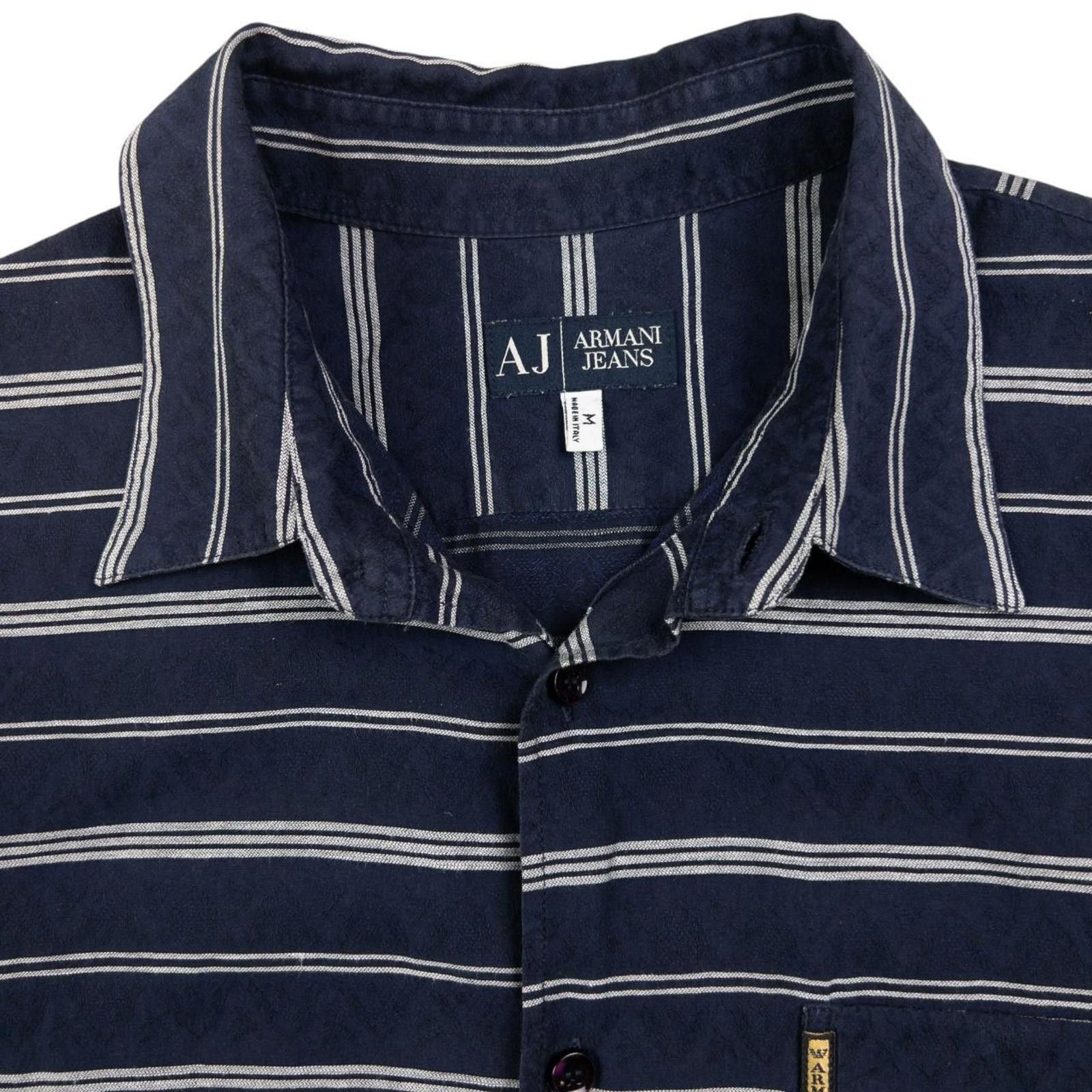 Designer Vintage Armani Jeans Striped Short Sleeve Button Up Shirt M Size US M / EU 48-50 / 2 - 4 Thumbnail
