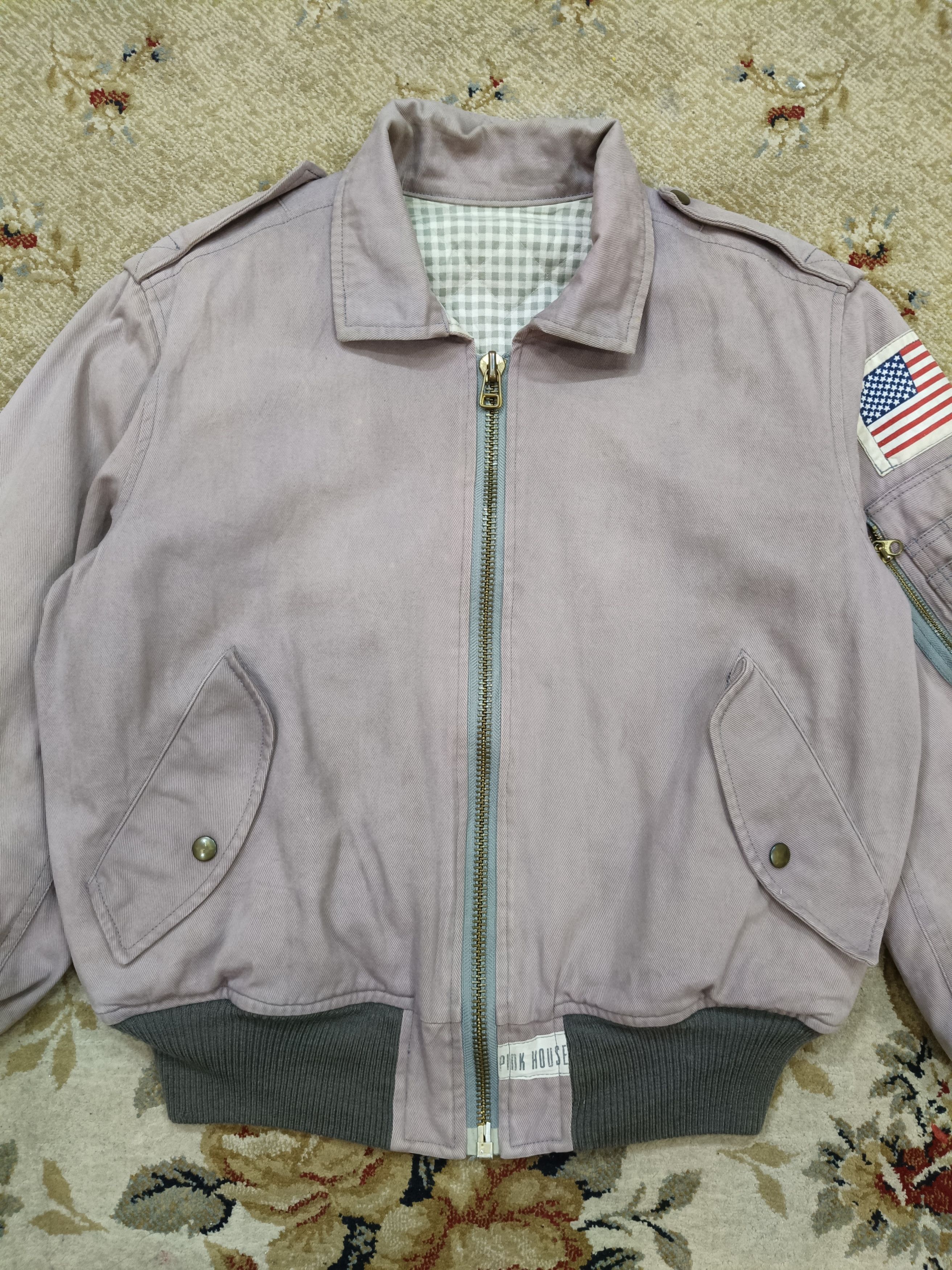 Karl Helmut × Pink House × Vintage Vintage Pink House Denim Bomber With USA Flag Size US M / EU 48-50 / 2 - 2 Thumbnail