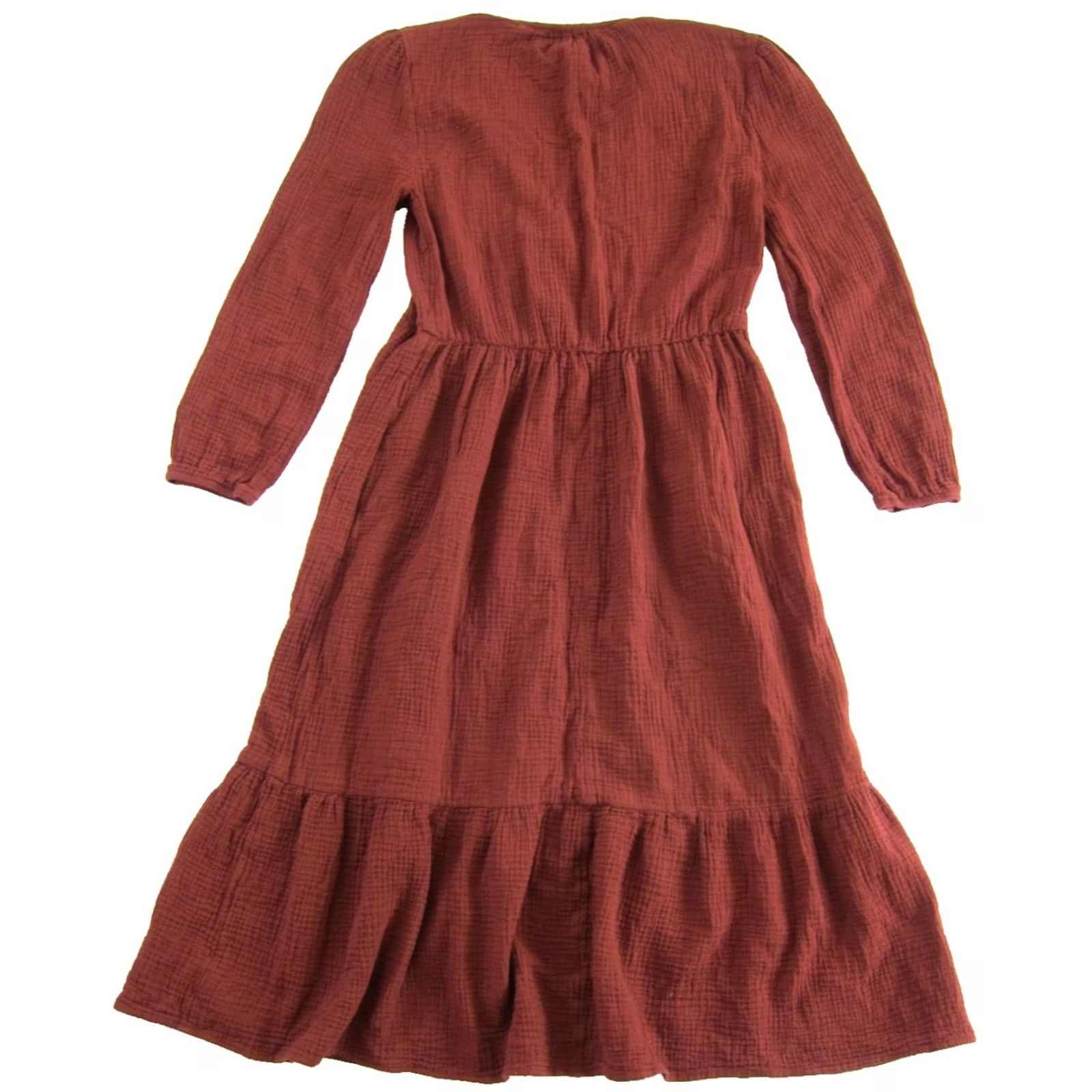 Market Melrose And Market 100% Cotton Gauze Brown Long Sleeve Pocket Maxi Smock Dress S Size S / US 4 / IT 40 - 2 Thumbnail