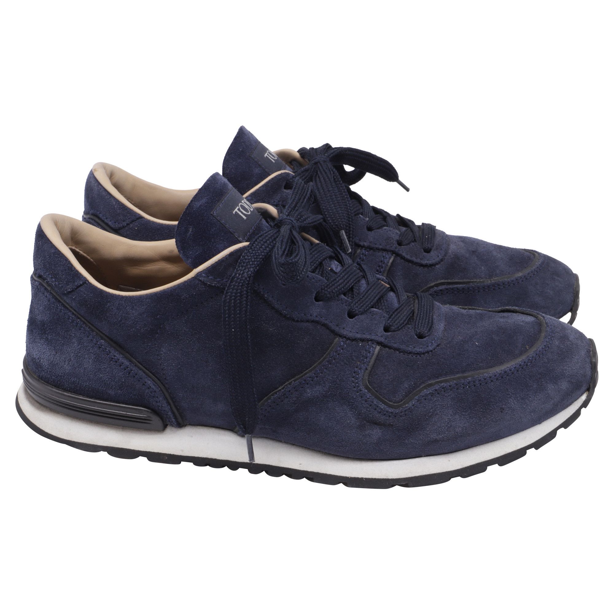 Tod's Tod's Lace-Up Low-Top Sneakers in Navy Blue Suede Size US 8 / EU 41 - 1 Thumbnail