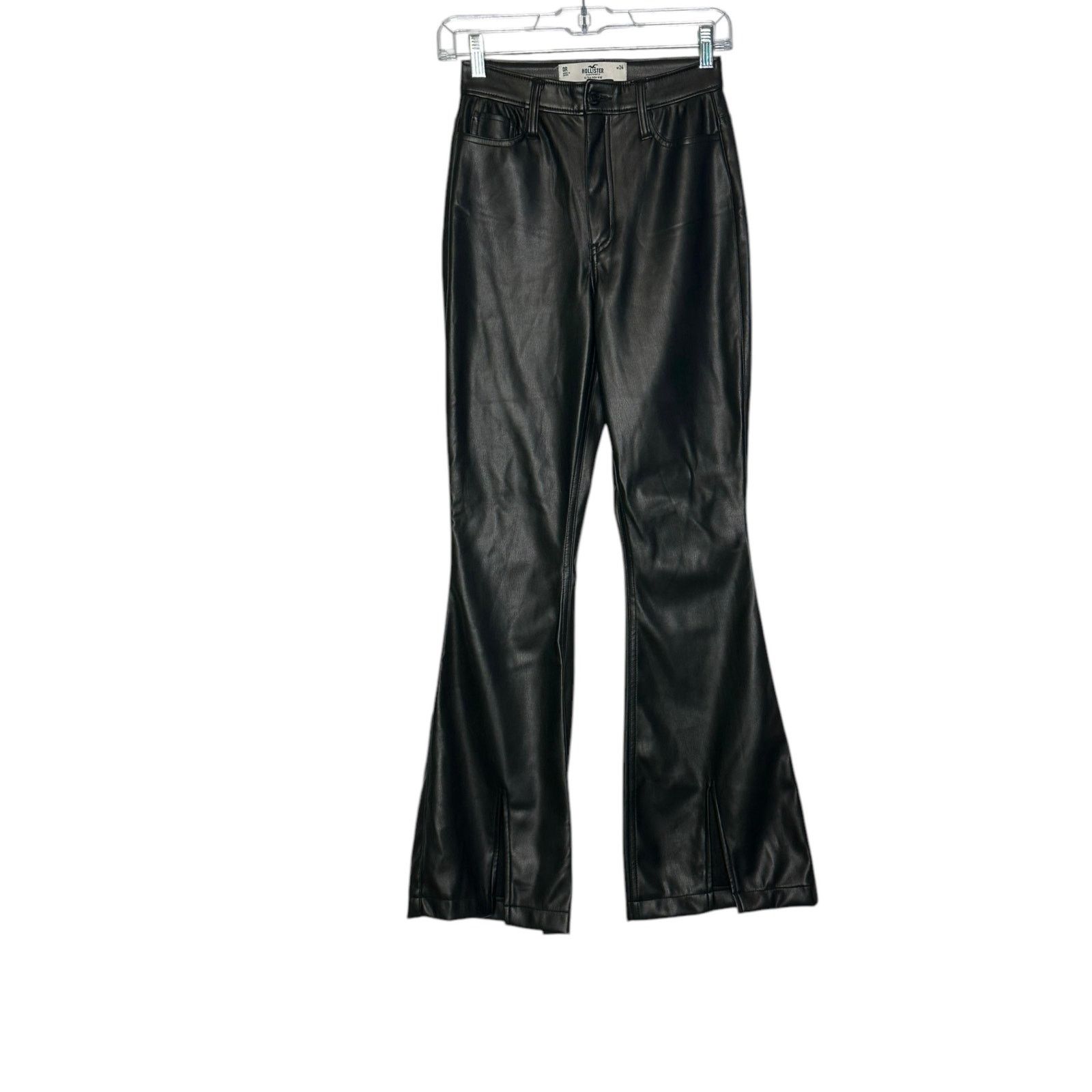 Hollister Hollister black faux leather high rise flare pants size 0 Size 25" / US 0 / IT 36 - 7 Thumbnail