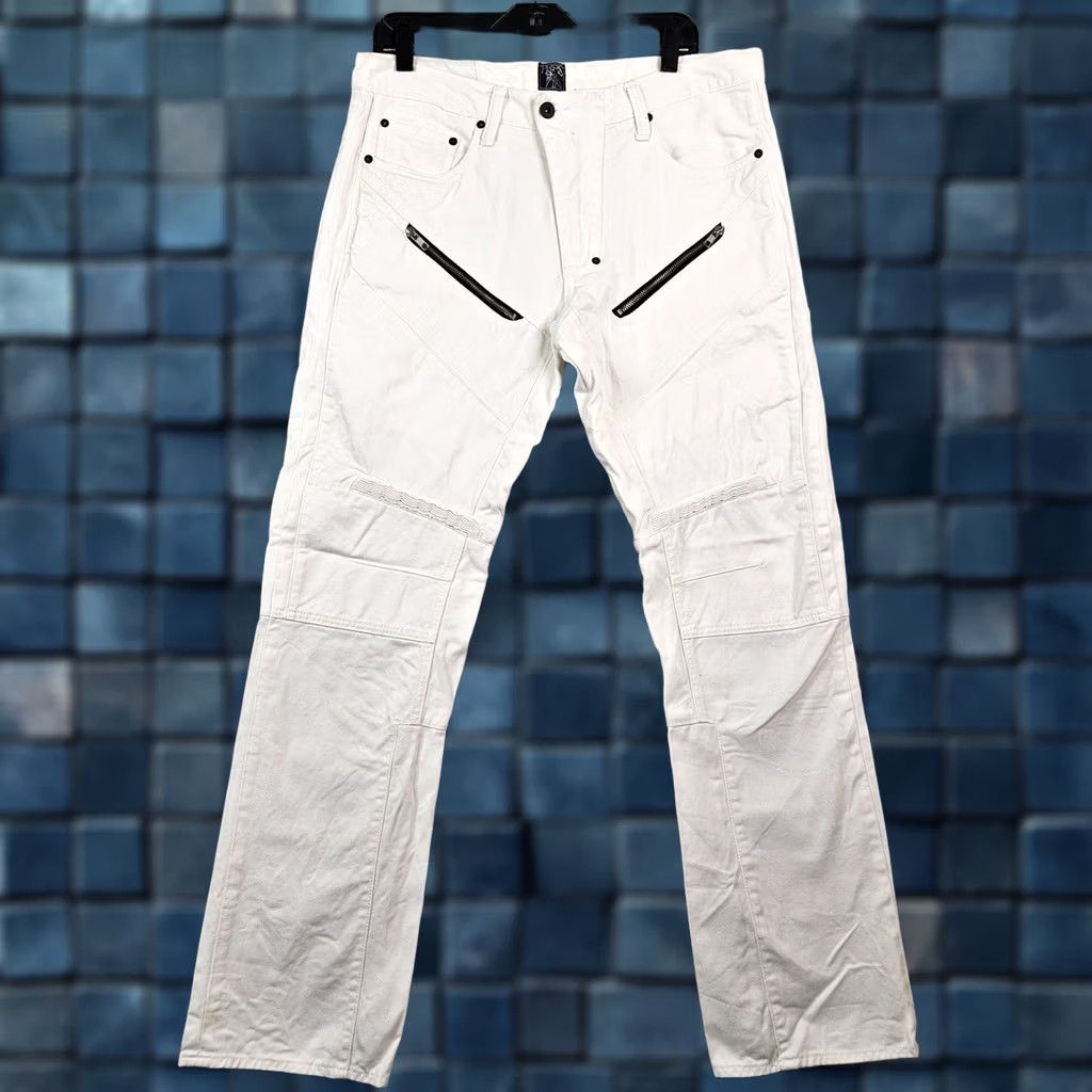 Prps PRPS Jeans Men White Mid-Rise Five Pocket Zippered Front Biker Sz 36 Stained Size US 36 / EU 52 - 1 Thumbnail