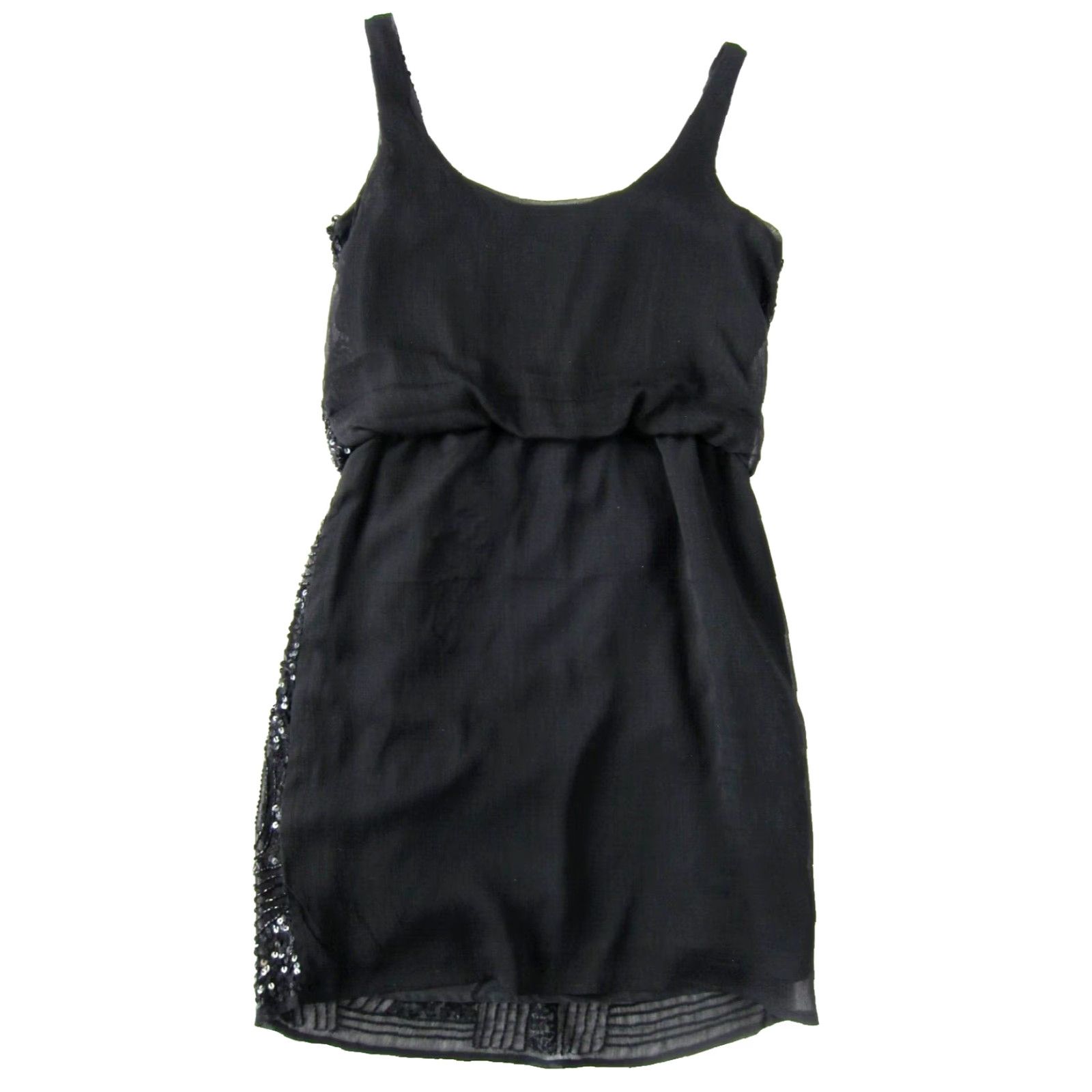 Vintage Gianni Bini Black Sparkle Beaded Sequin Sheath Tank Cocktail Party Dress Size XS Size XS / US 0-2 / IT 36-38 - 2 Thumbnail