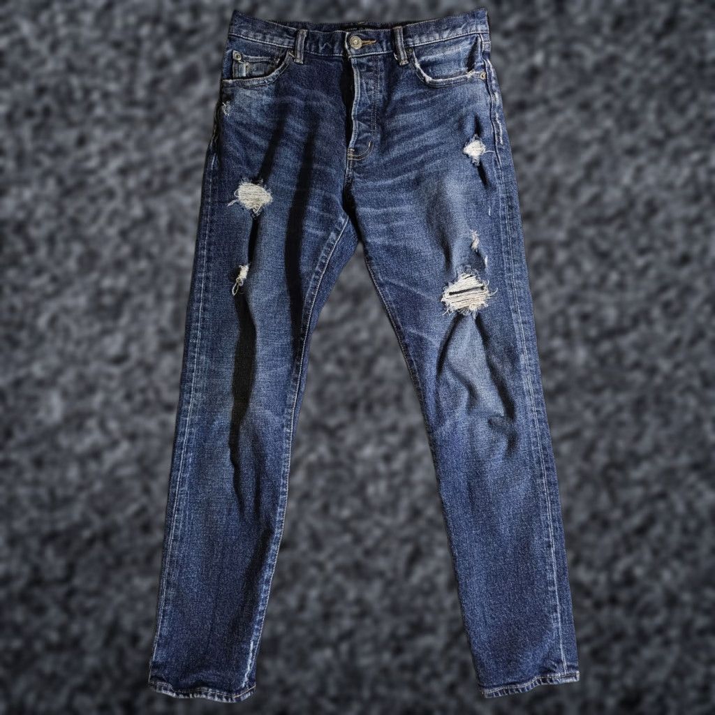MOUSSY MOUSSY Jeans Distressed Straight Leg Button Fly Womens Sz 27 Japan Denim Blue 28 Inseam Regular Rise Low Vintage No Superman? Size 27" / US 4 / IT 40 - 1 Thumbnail
