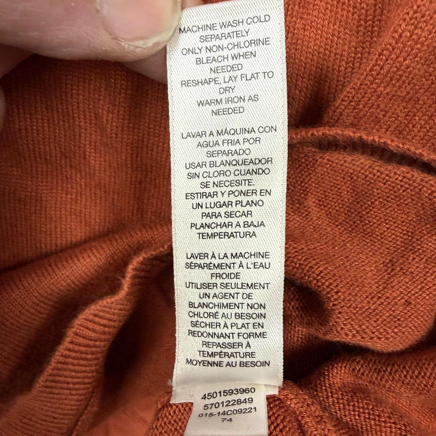 Vintage Chicos Sweater Women Orange Cowl Neck Asymmetrical Hem Cozy Winter Tunic Size 2 Long Sleeve Knit Cotton Rayon Nylon Size XS / US 0-2 / IT 36-38 - 7 Thumbnail