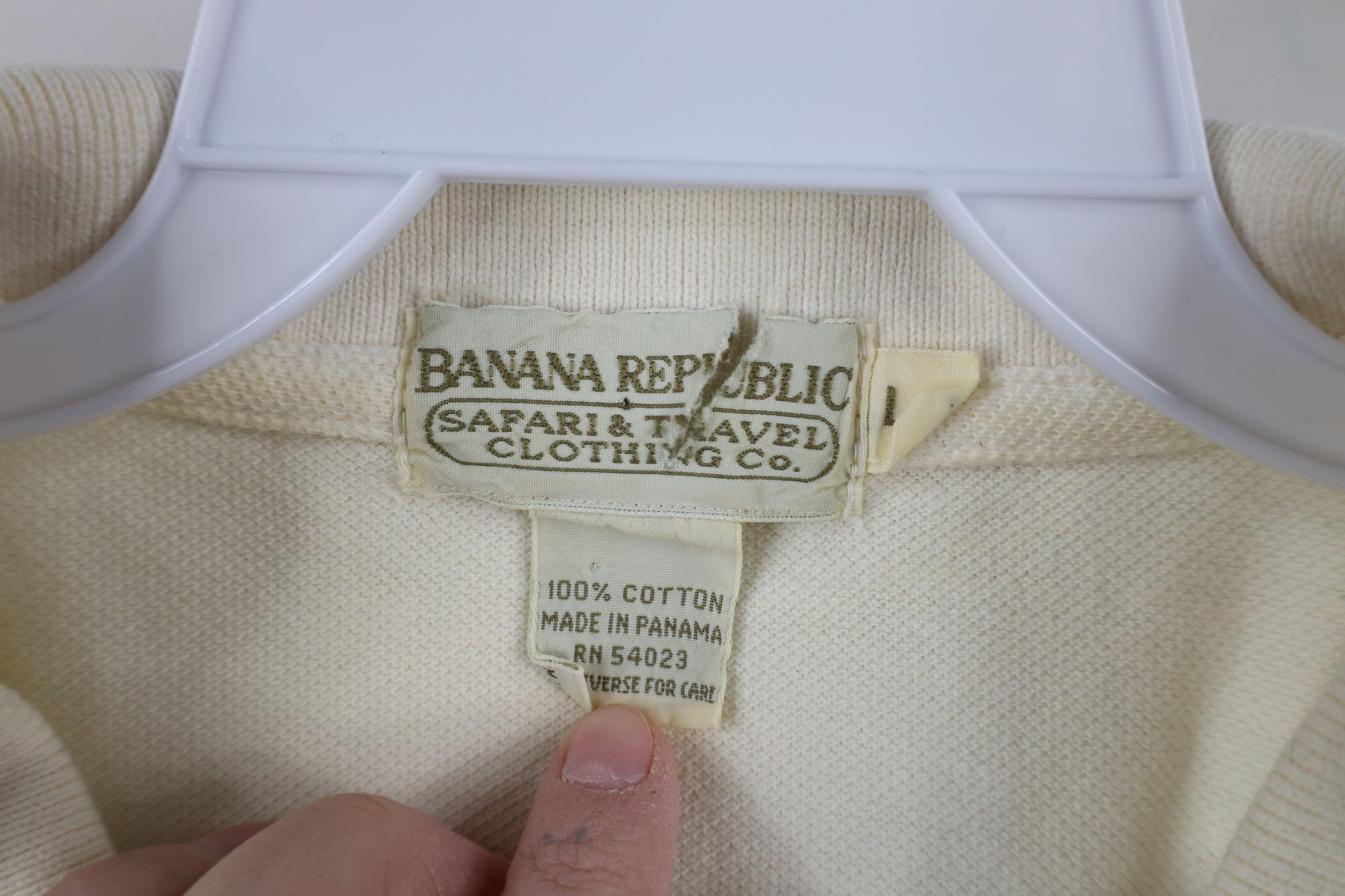 Banana Republic × Vintage Vintage 80s 90s Banana Republic Safari Polo Shirt Cream Size US L / EU 52-54 / 3 - 5 Thumbnail