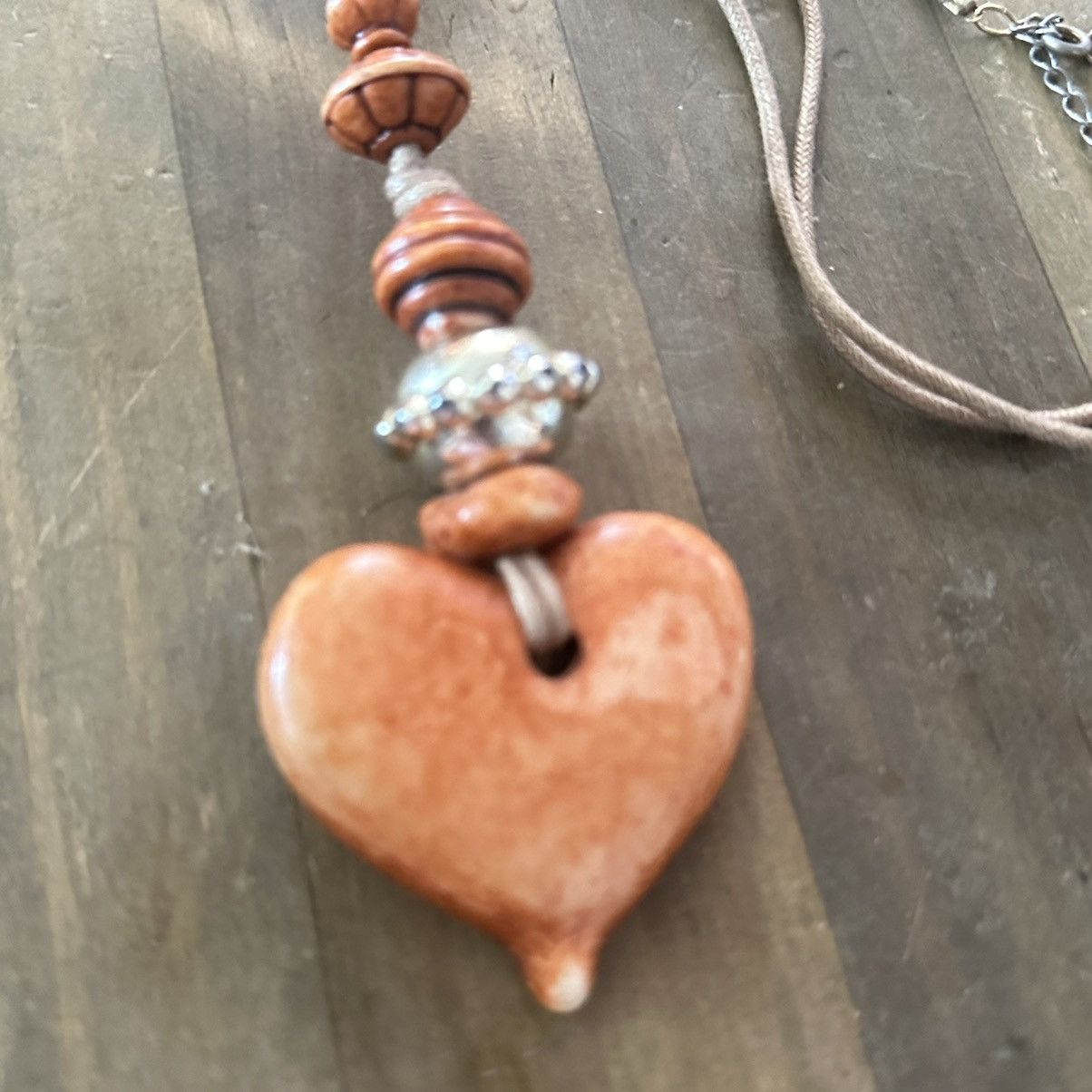 Vintage Vintage heart pendant tassel cord necklace Size ONE SIZE - 4 Thumbnail