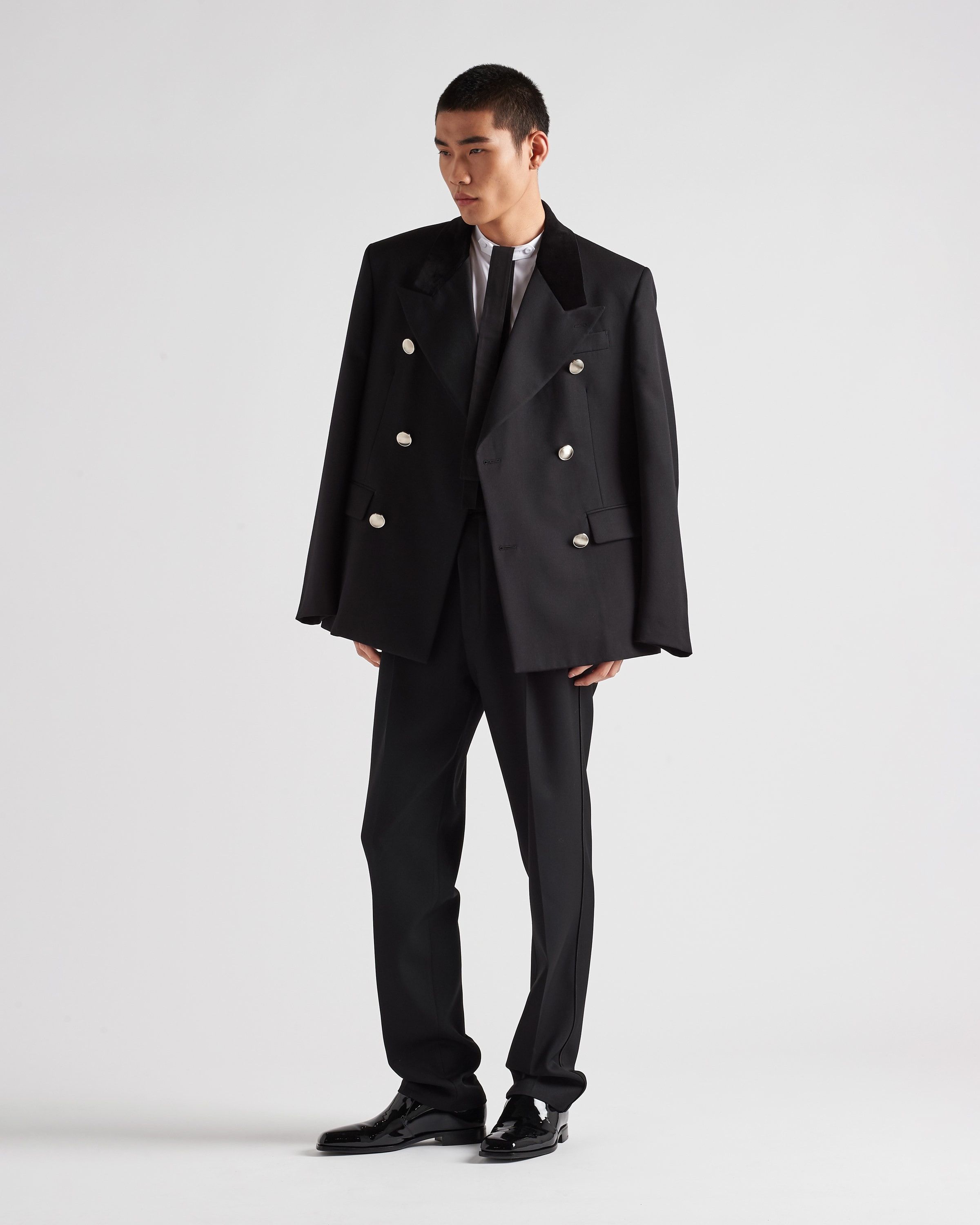Prada oc11z0625 Double-Breasted Wool Jacket in Black Size US S / EU 44-46 / 1 - 2 Thumbnail