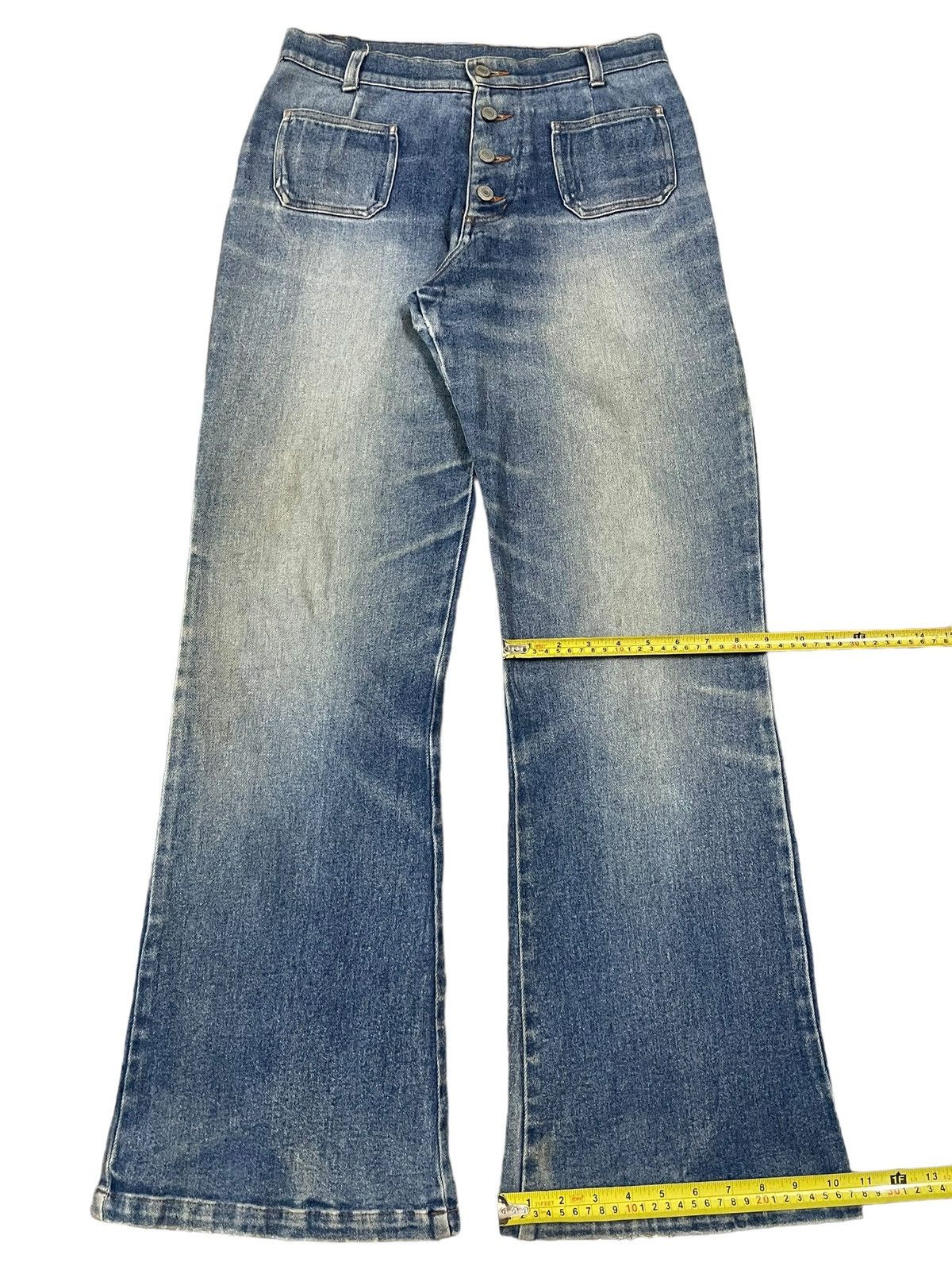 Japanese Brand Vintage Japanese Brand Fading Mid Rise ButtonFly Flare Jeans Size 30" / US 8 / IT 44 - 15 Thumbnail
