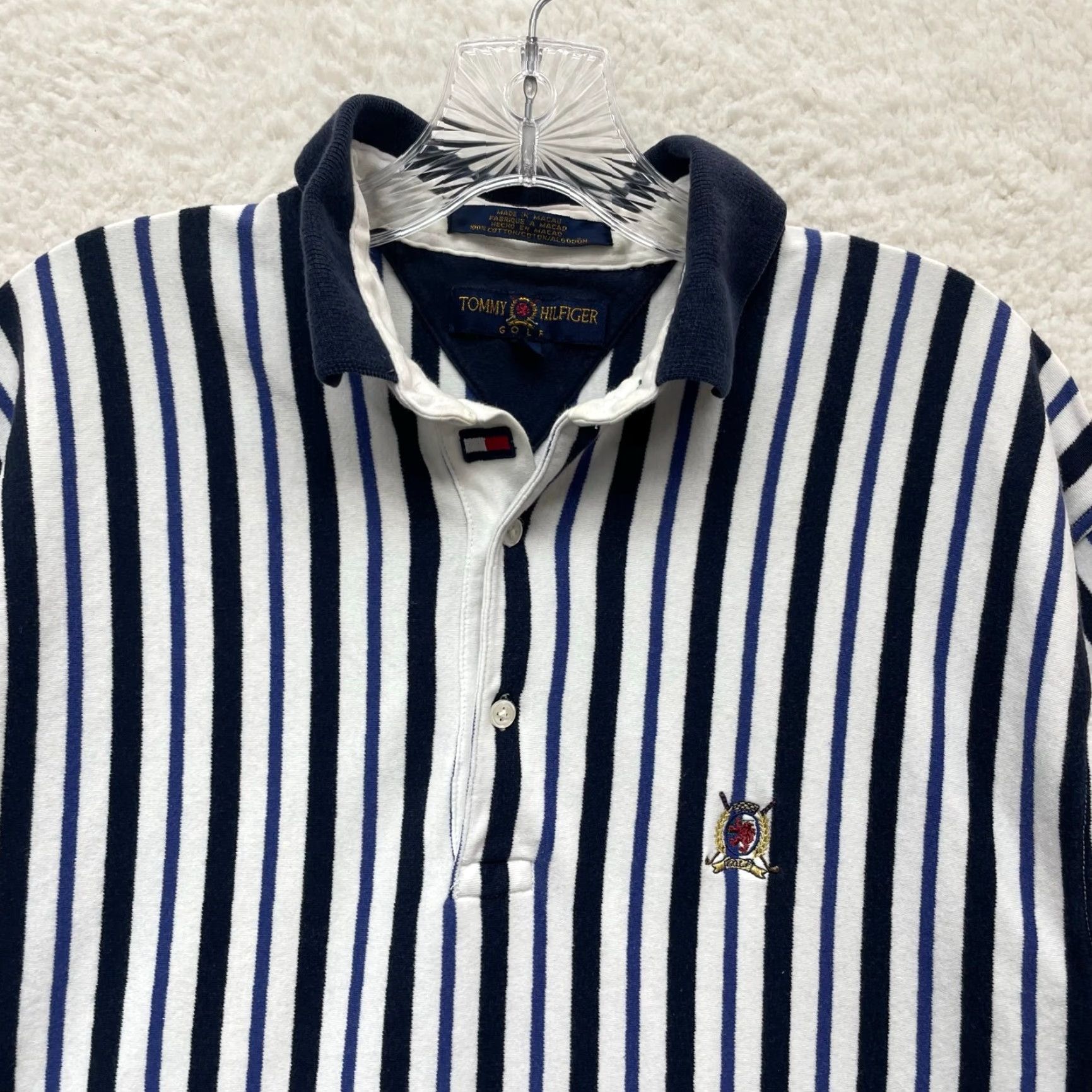 Tommy Hilfiger VINTAGE Tommy Hilfiger Polo Shirt Medium Navy Blue Vertical Stripe Rugby Polo Shirt Mens? Size US M / EU 48-50 / 2 - 3 Thumbnail