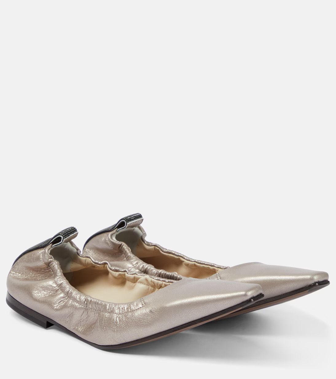 Brunello Cucinelli o1y0725 Ballet Flats in Platinum Size US 7 / IT 37 - 1 Thumbnail