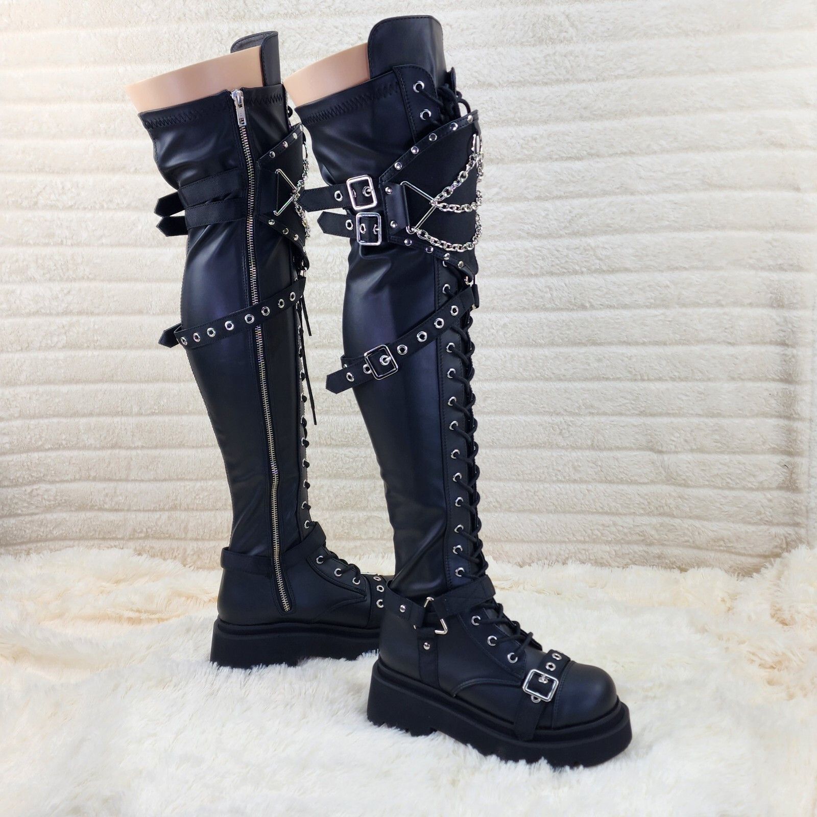 Demonia Cult DEMONIA Renegade Goth Punk Rocker Over The Knee Boots With K Size US 7 / IT 37 - 3 Thumbnail
