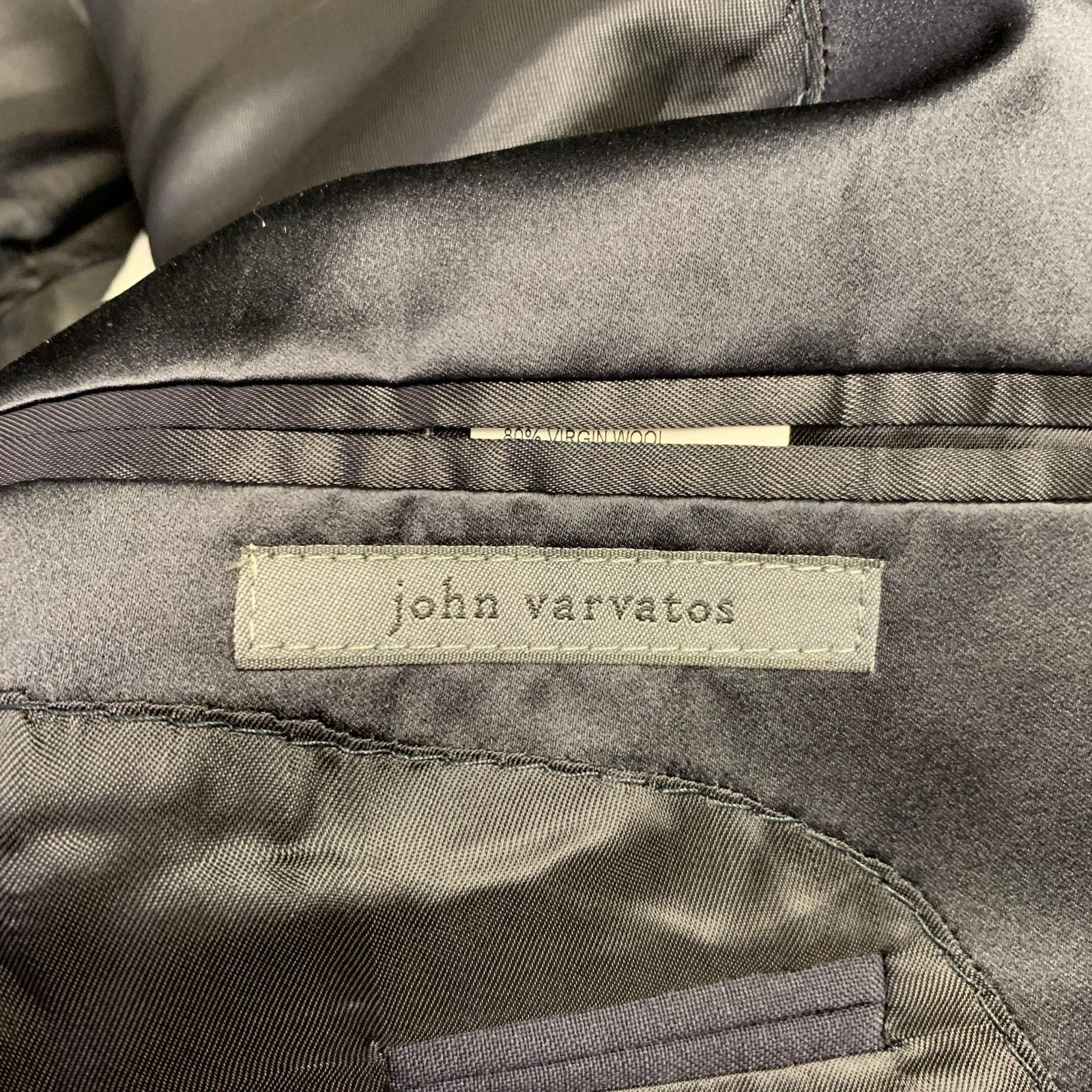 John Varvatos Navy Black Virgin Wool Mohair Peak Lapel Tuxedo Jacket Size US L / EU 52-54 / 3 - 5 Thumbnail