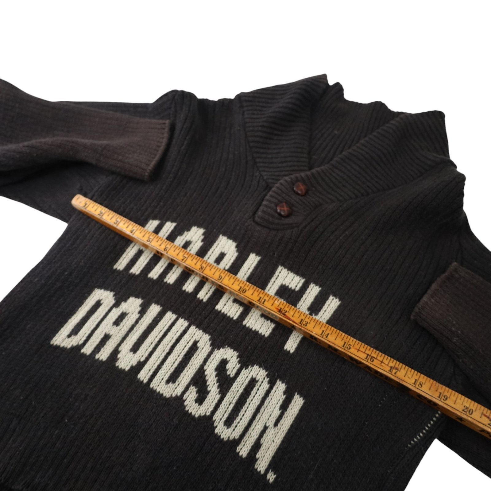 Harley Davidson × Vintage Vintage Harley Davidson Knit Spellout Cowl Sweater Size M / US 6-8 / IT 42-44 - 7 Thumbnail