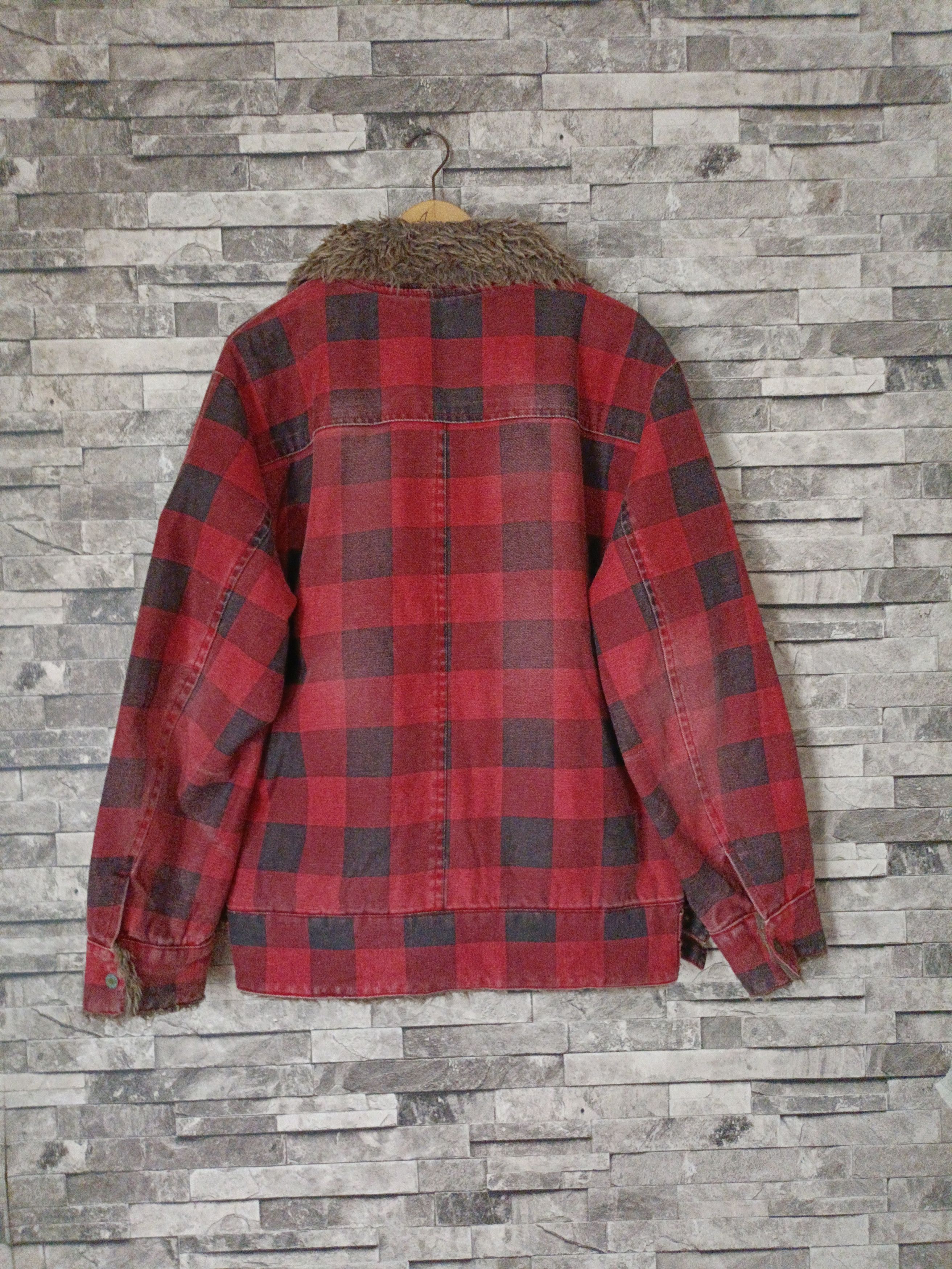Vintage Vintage Woolrich buffalo plaid fur canvas biker jacket Size US XL / EU 56 / 4 - 6 Thumbnail