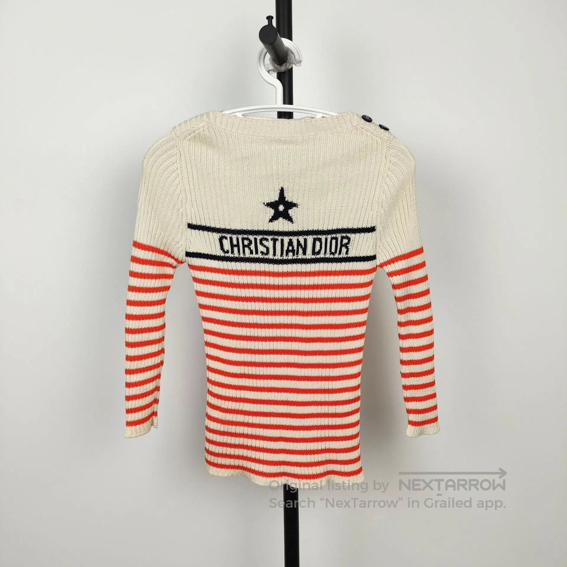Dior Dior Cream Crewneck Striped Sleeve Sweater. Size XS / US 0-2 / IT 36-38 - 9 Thumbnail
