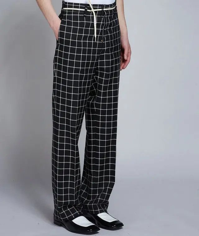 Marni o1w1db10125 Checkered Shoelace Belted Pants in Black Size US 32 / EU 48 - 4 Thumbnail