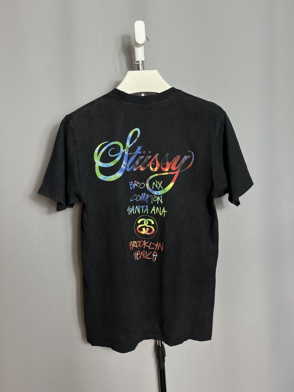 Stussy Stussy mens t-shirt black cotton Rainbow Size US M / EU 48-50 / 2 - 2 Thumbnail