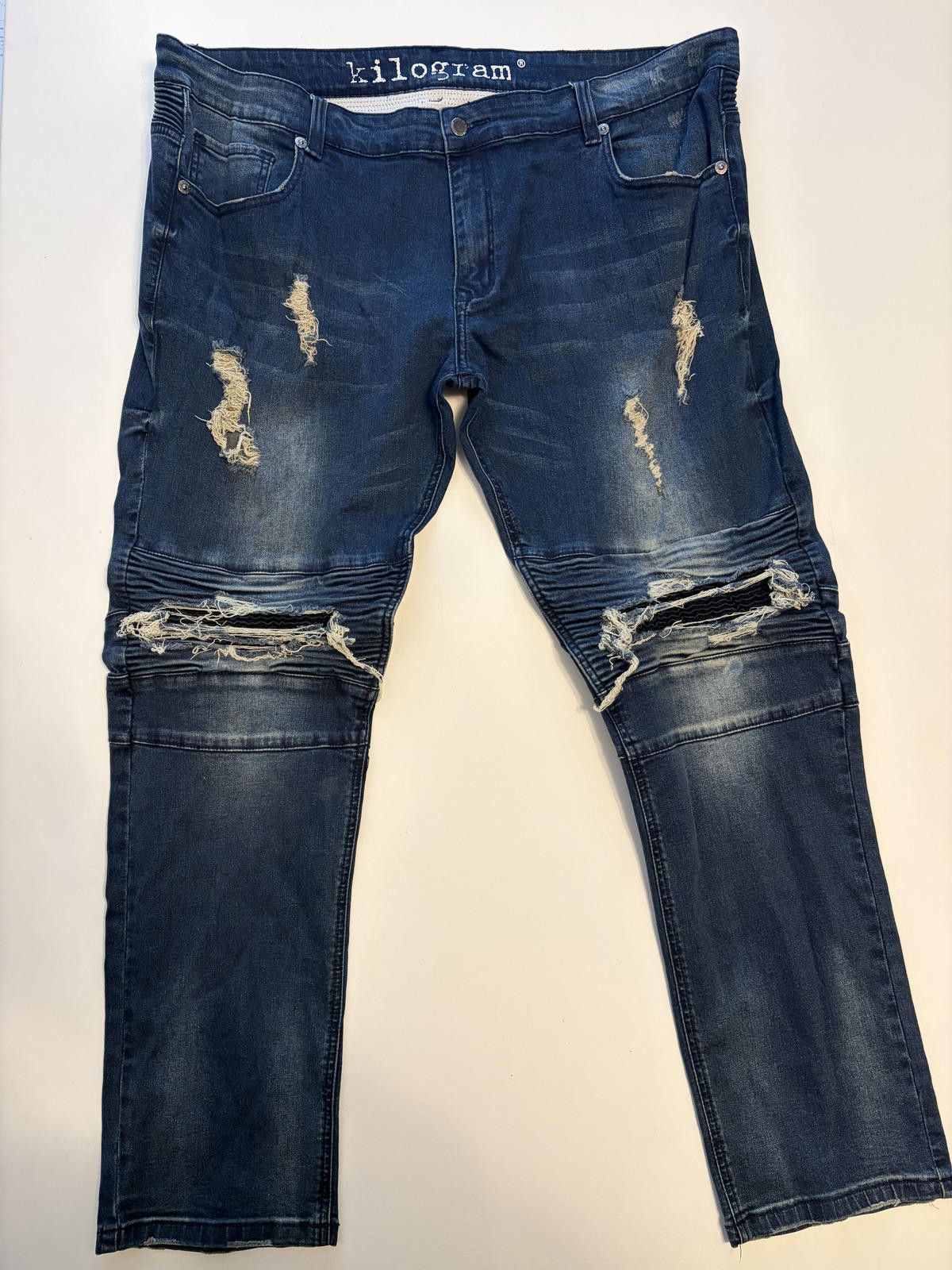 Other Kilogram Men's Distressed Moto Biker Jeans (Size 44x32) Size US 44 / EU 60 - 1 Thumbnail