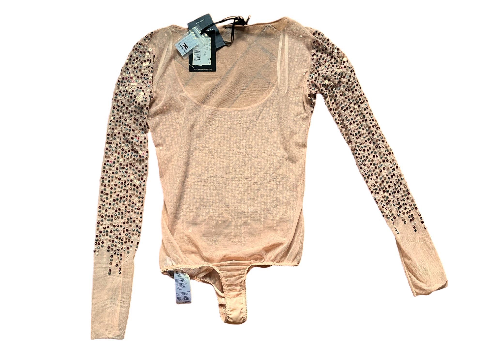 Elisabetta Franchi Embroidered party bodysuit in nude color Size S / US 4 / IT 40 - 6 Thumbnail