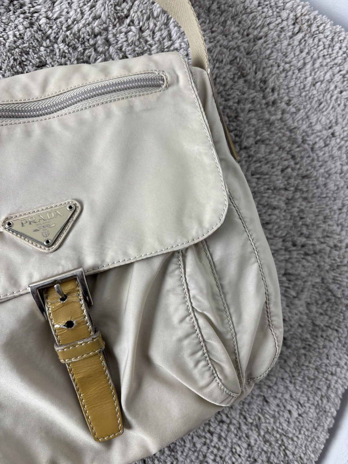 Prada Prada Milano Nylon Beige Messenger Bag Size ONE SIZE - 5 Thumbnail
