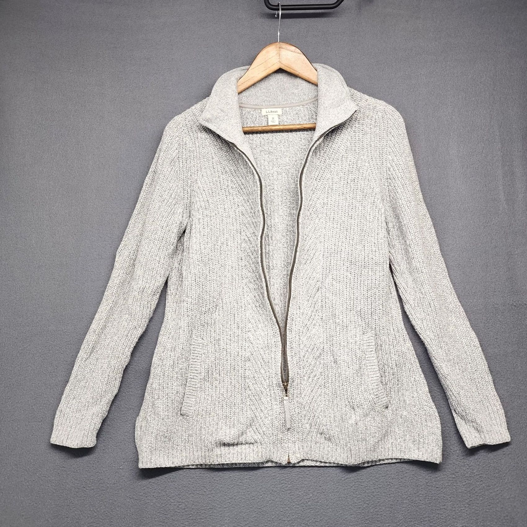 Vintage VINTAGE LL Bean Sweater Jacket Womens Medium Grey Full Zip 100% Cotton Pockets 507434 Size M / US 6-8 / IT 42-44 - 3 Thumbnail